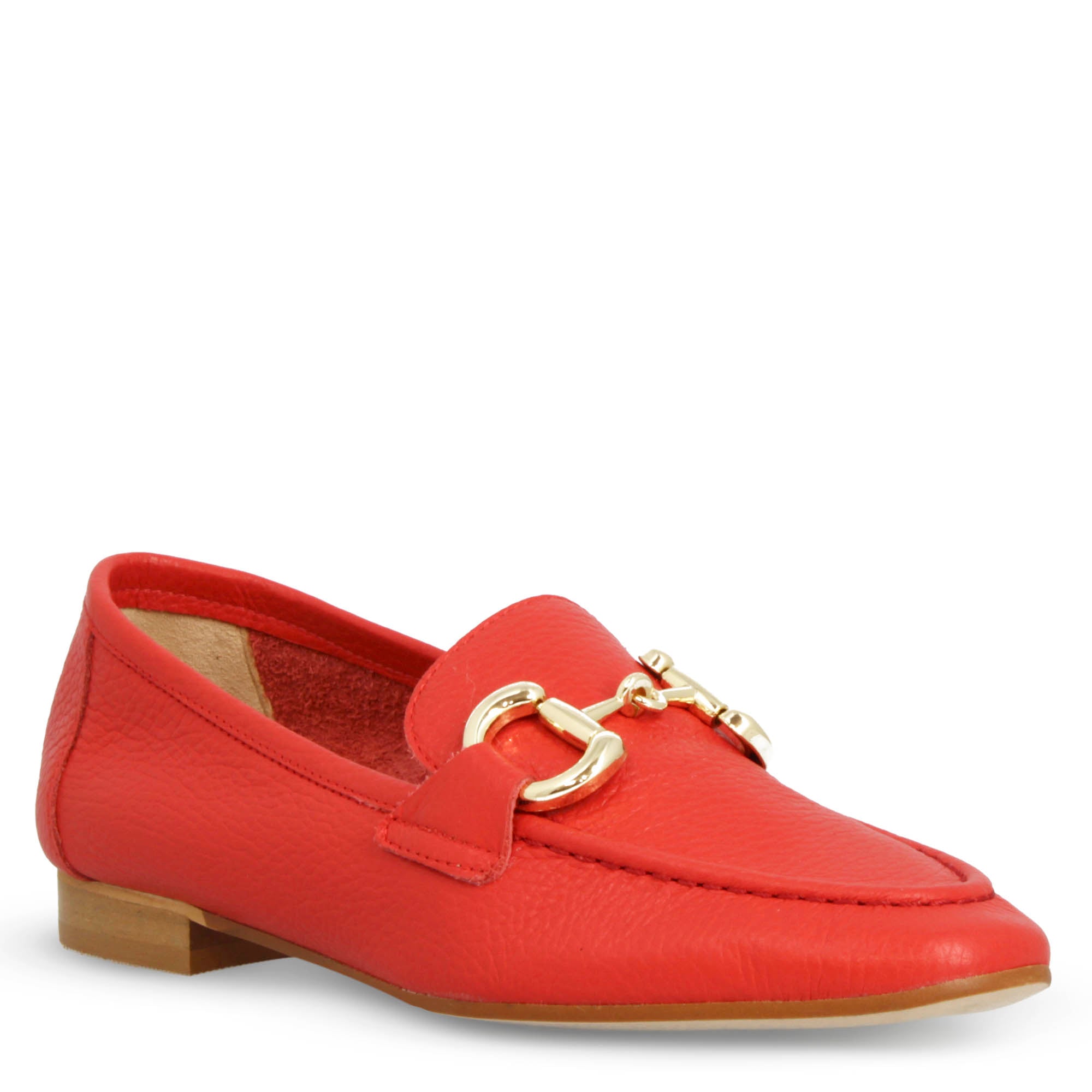 Mocassin femme rouge fait main avec pince