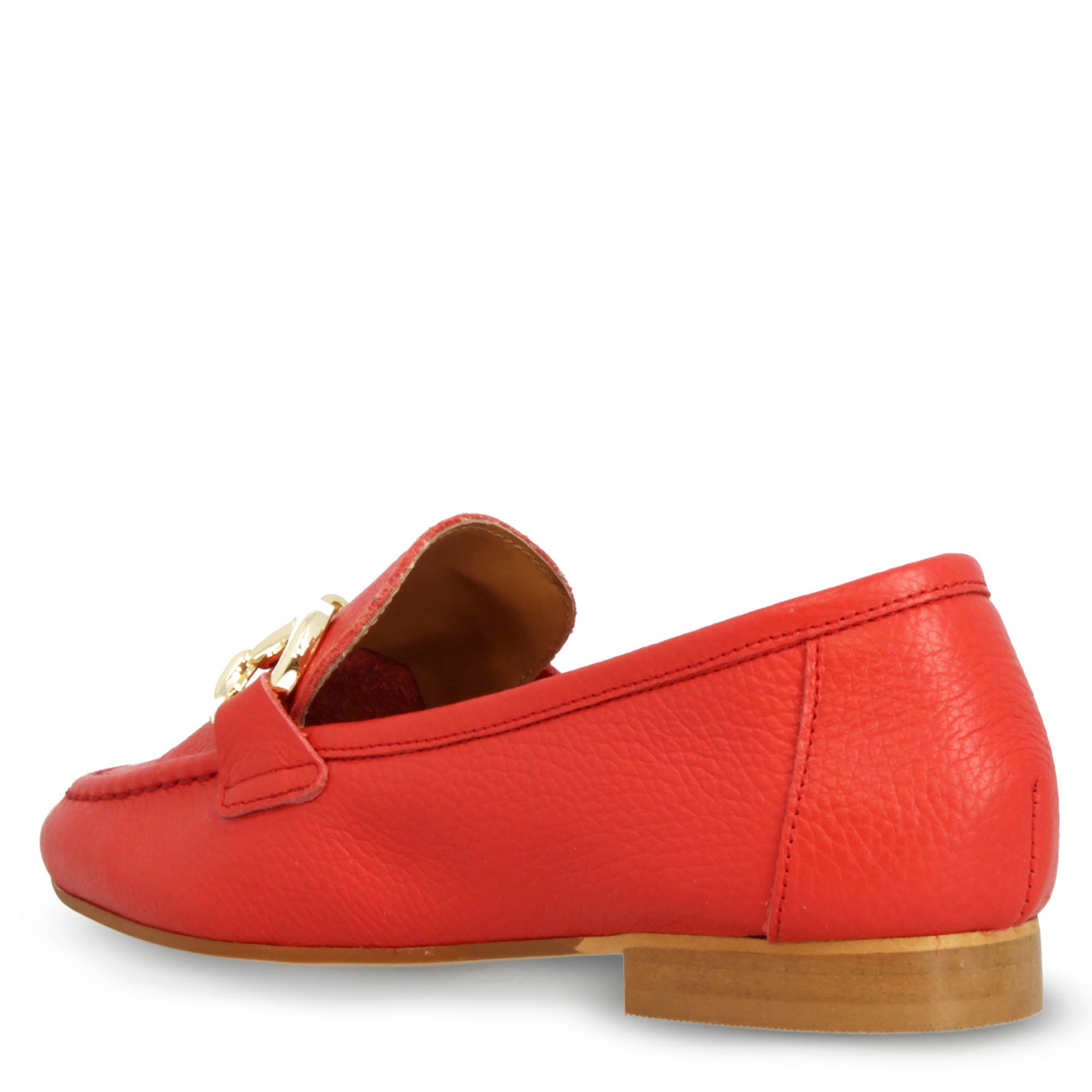 Mocassin femme rouge fait main avec pince