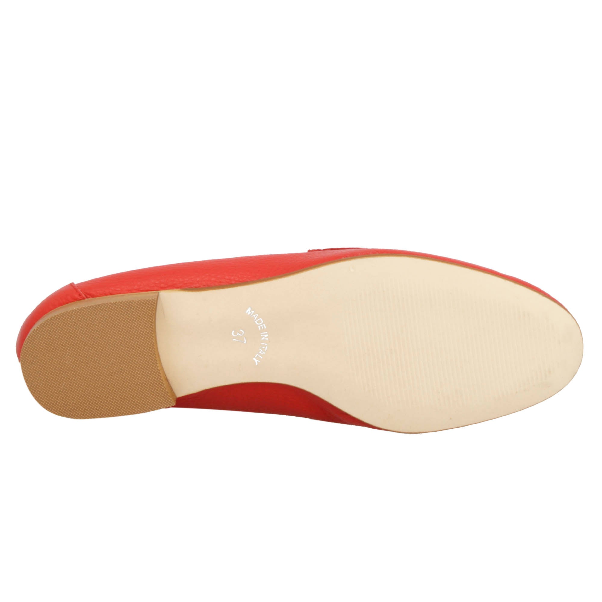 Mocassin femme rouge fait main avec pince