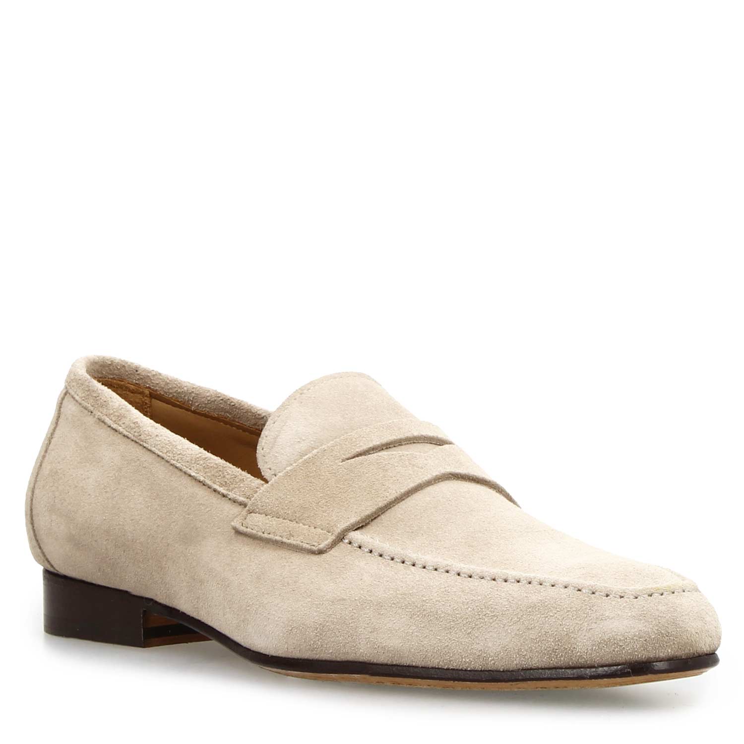 Mocassin artisanal homme en daim beige Manfredo