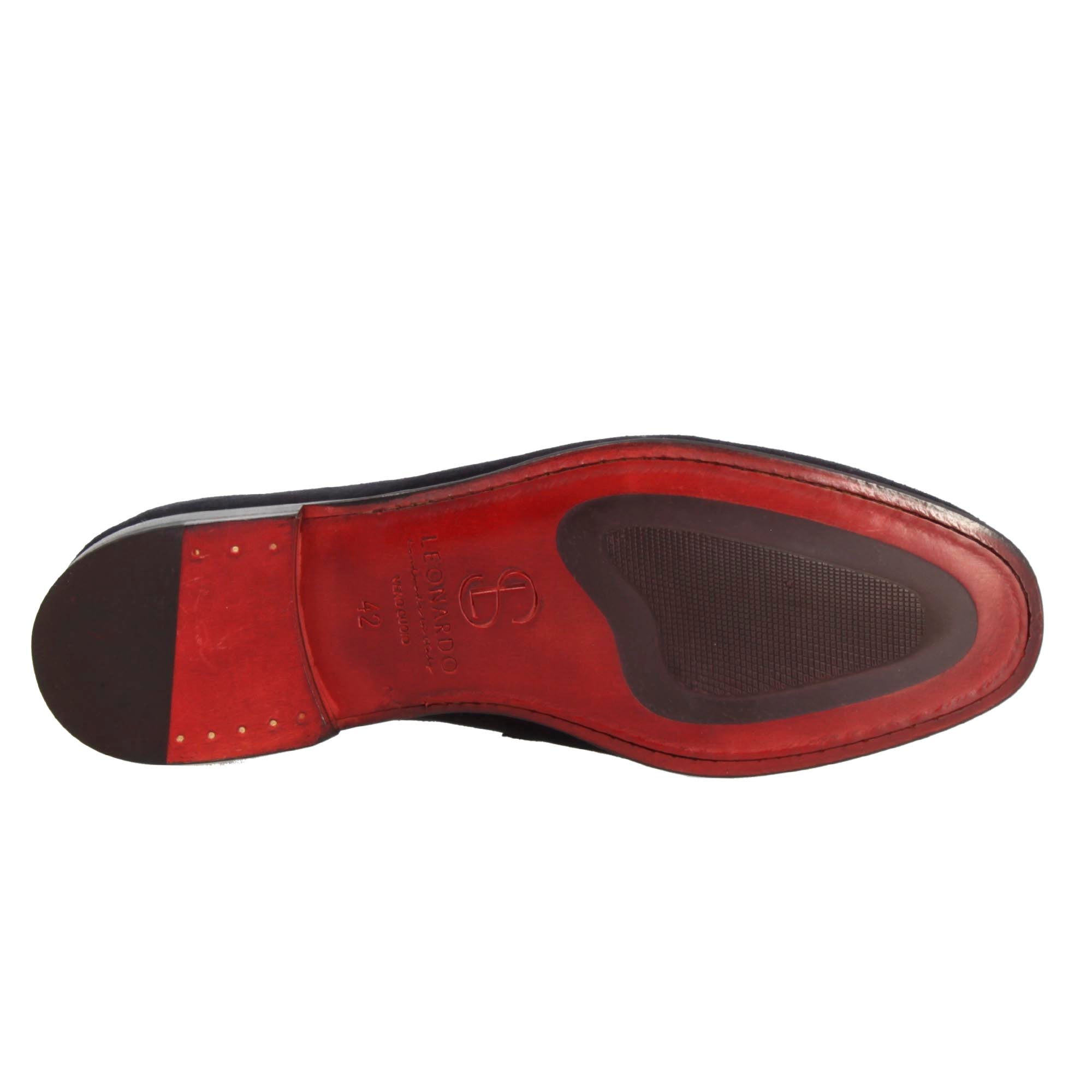 Mocassins pour hommes en daim bleu faits à la main avec boucle