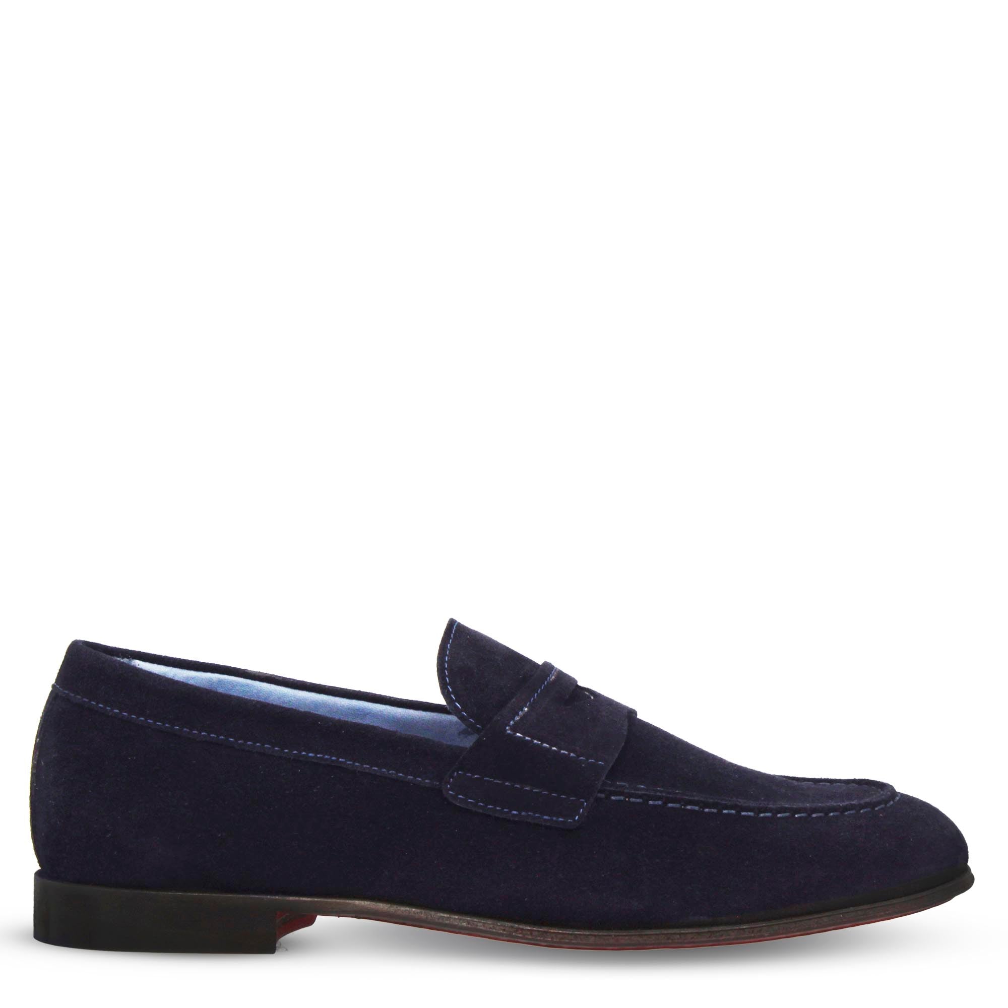 Handmade Blue Suede Men's Moccasin