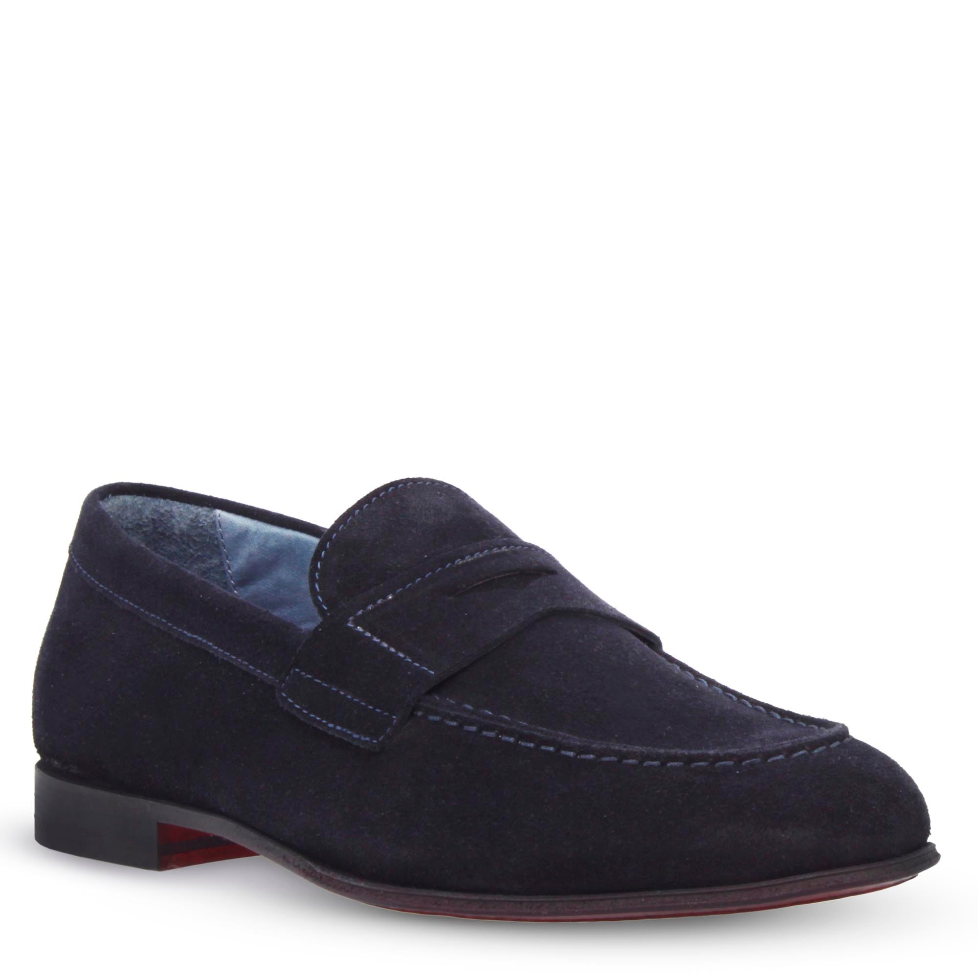 Handmade Blue Suede Men's Moccasin