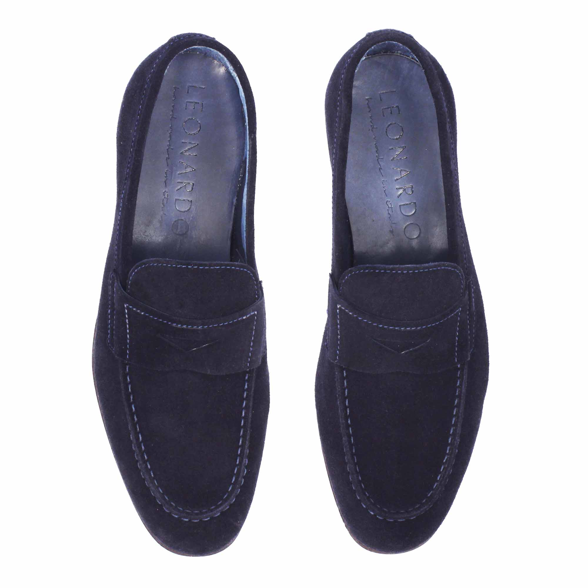 Handmade Blue Suede Men's Moccasin
