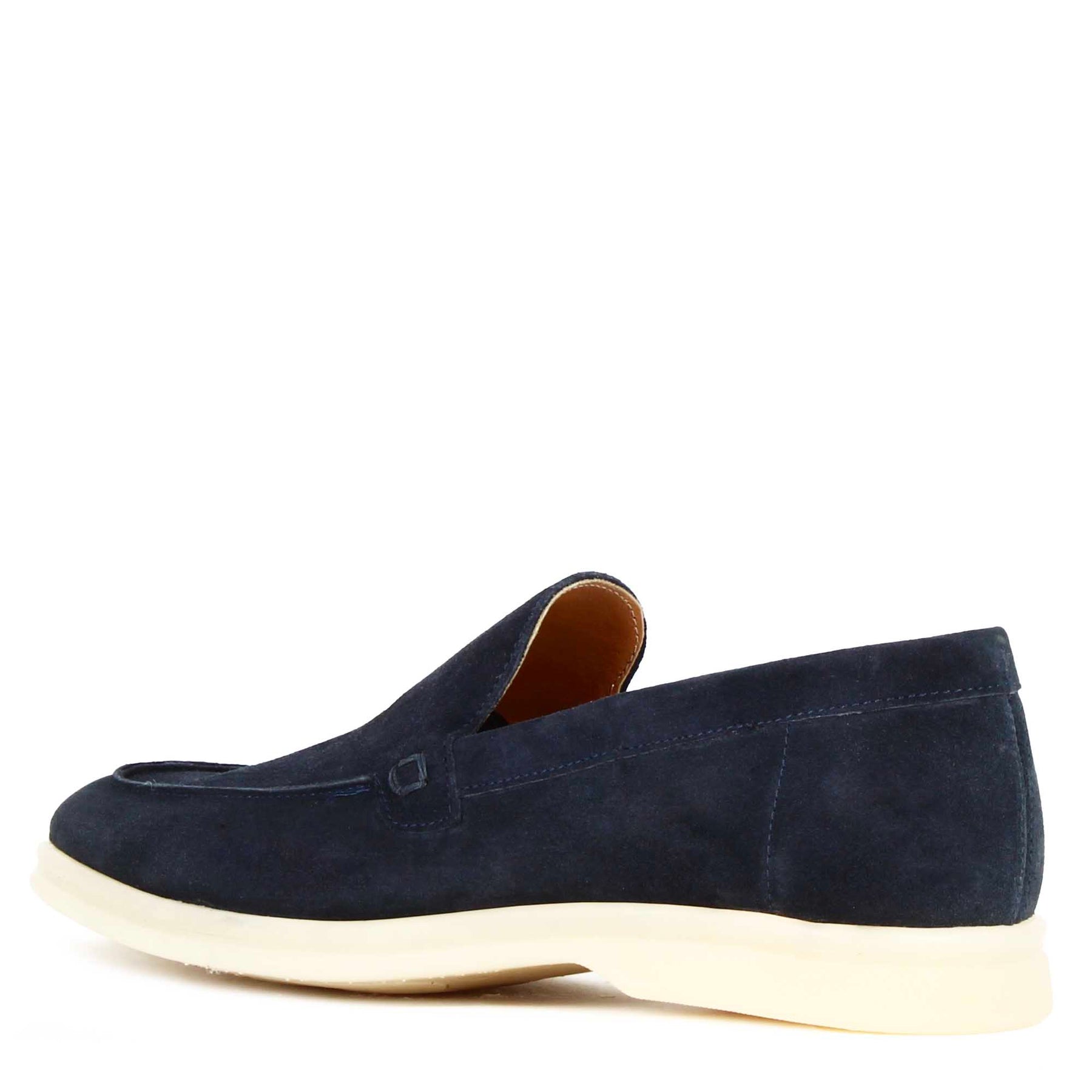 Casual men's moccasin in blue suede