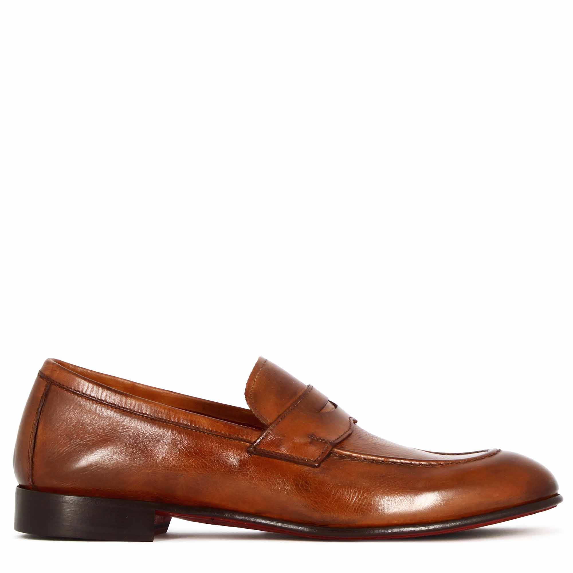 Mocassino classico da uomo in pelle colore marrone chiaro