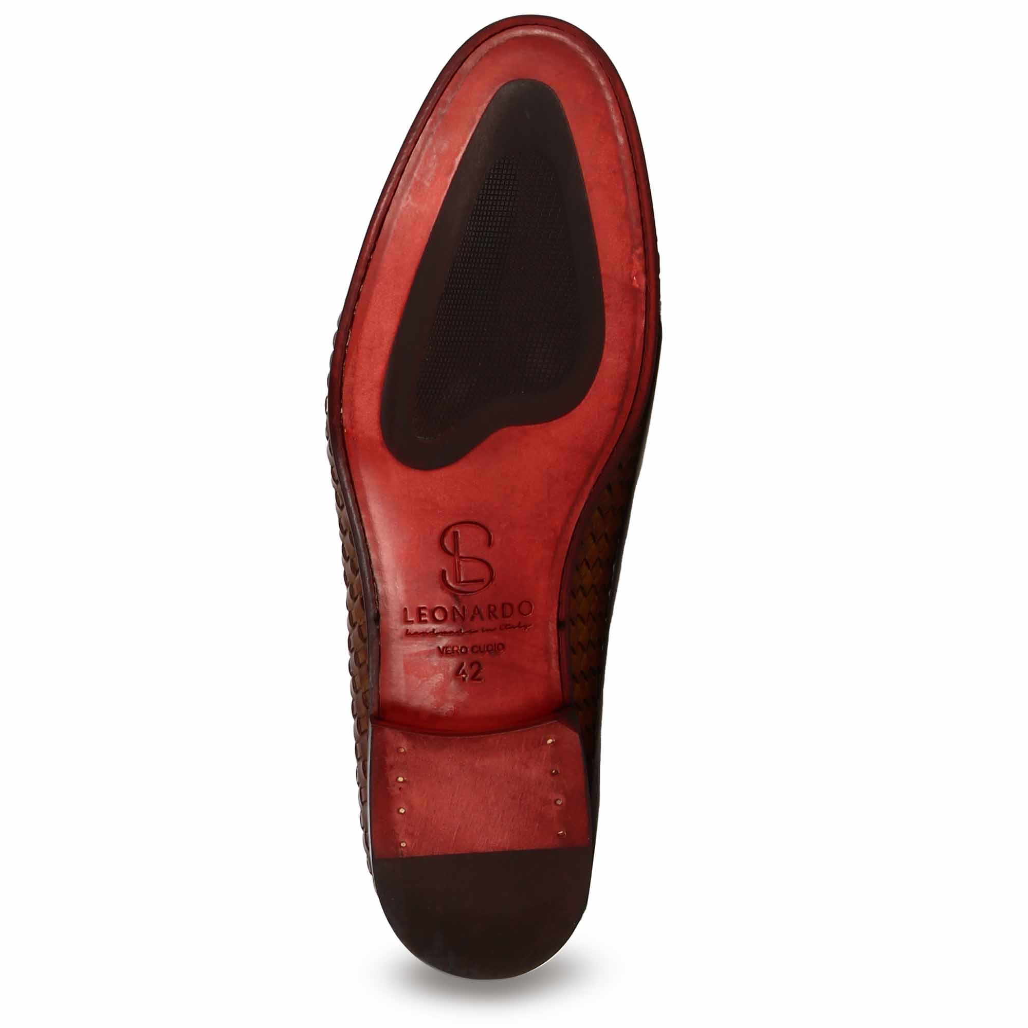 Mocassin classique pour hommes en cuir tressé marron clair