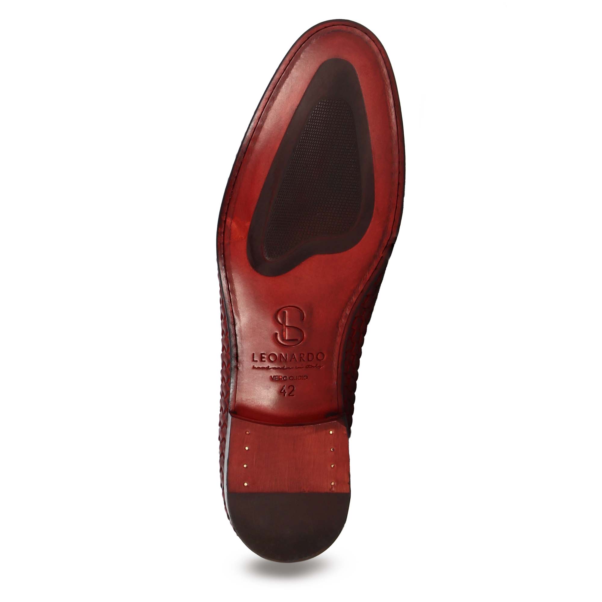 Classic men's moccasin in red woven leather
