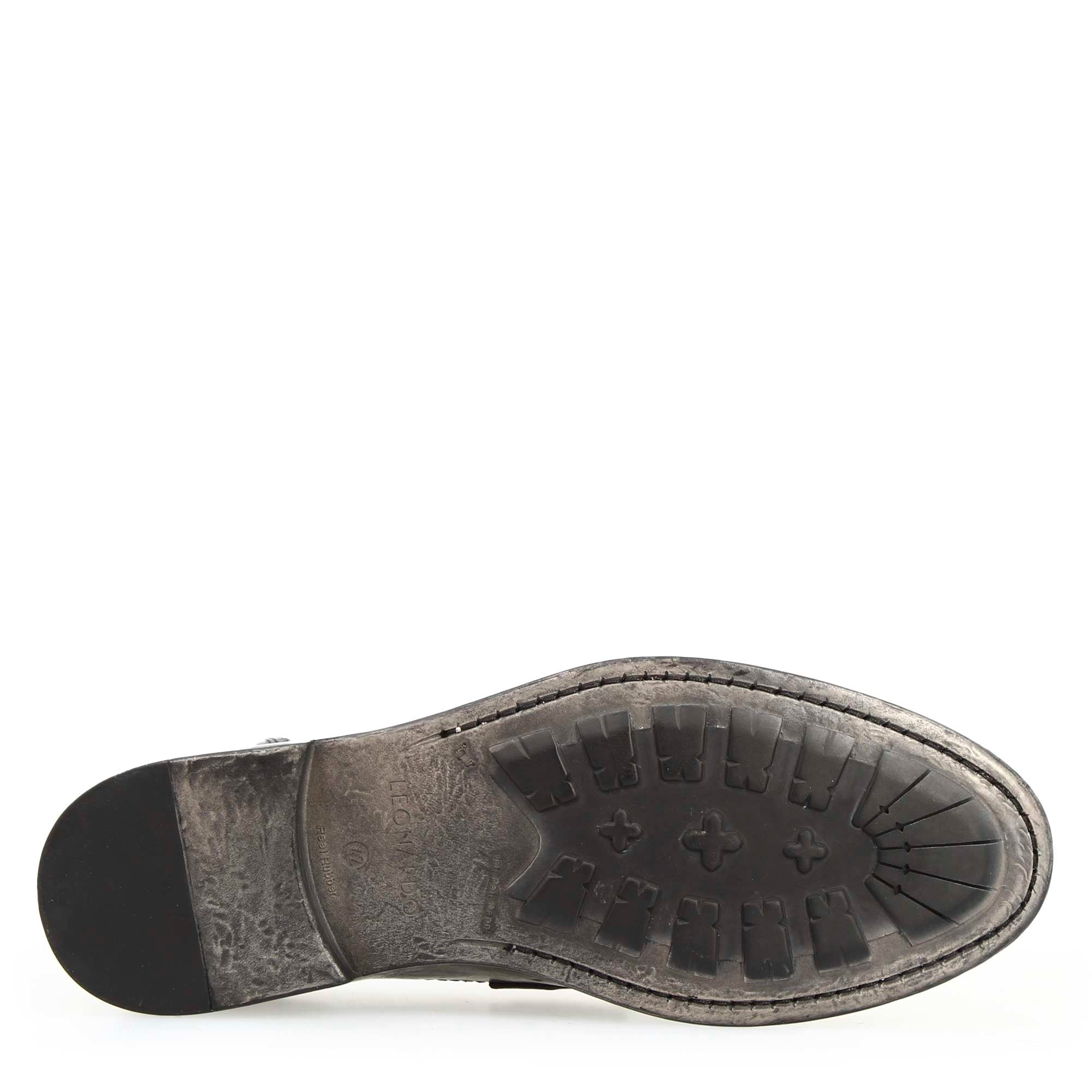 Men's college moccasin in fine black leather