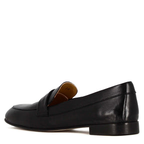 Classic handmade black leather women's moccasin
