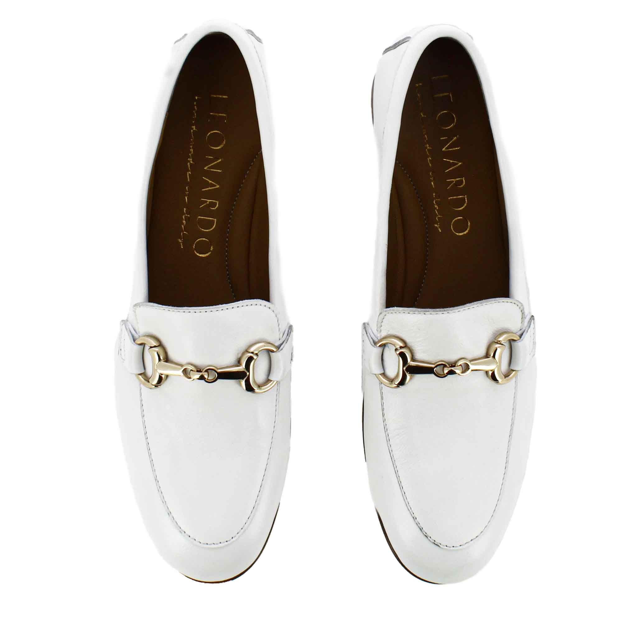 Classic women's moccasin with white leather clamp