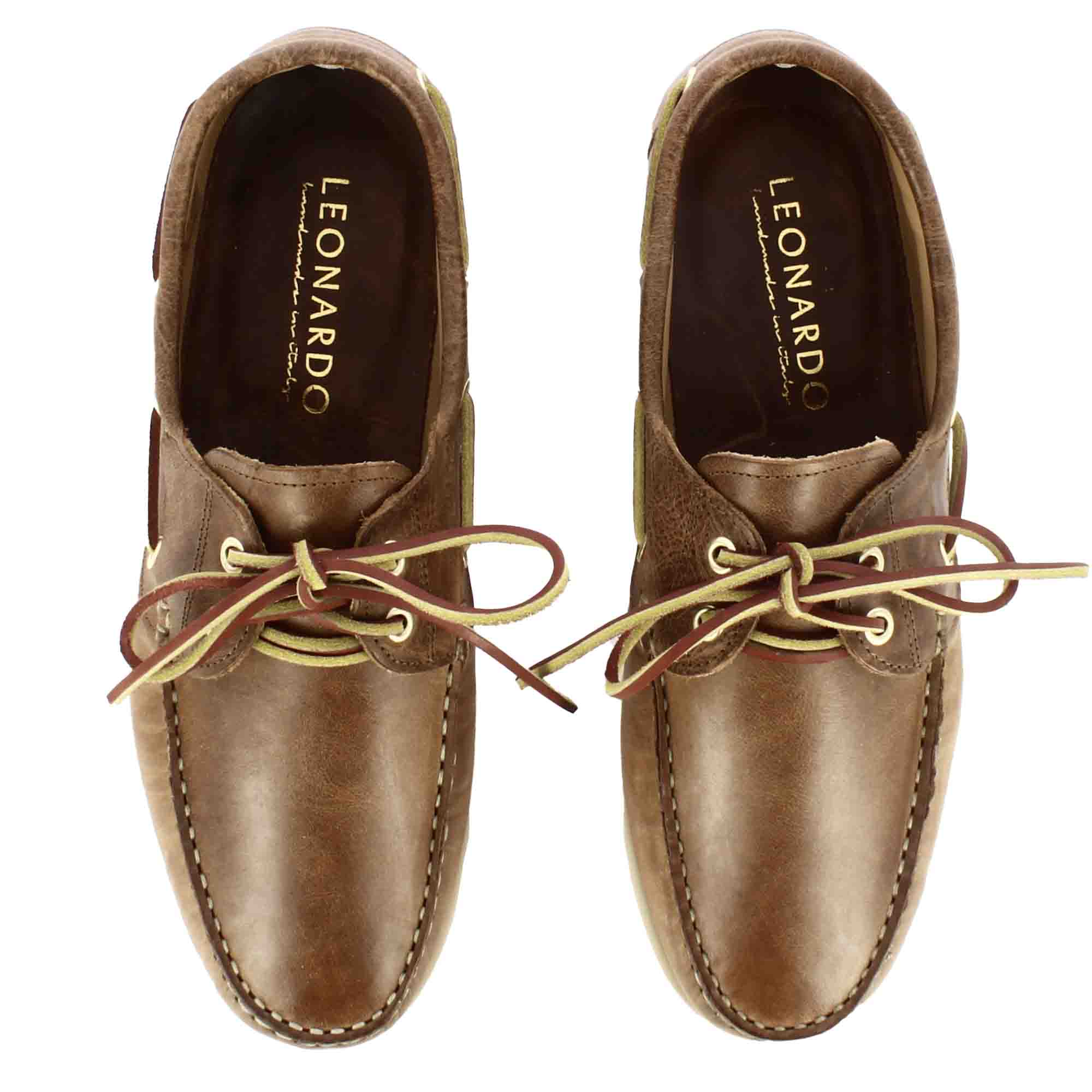 Mocassin bateau pour homme cuir marron clair