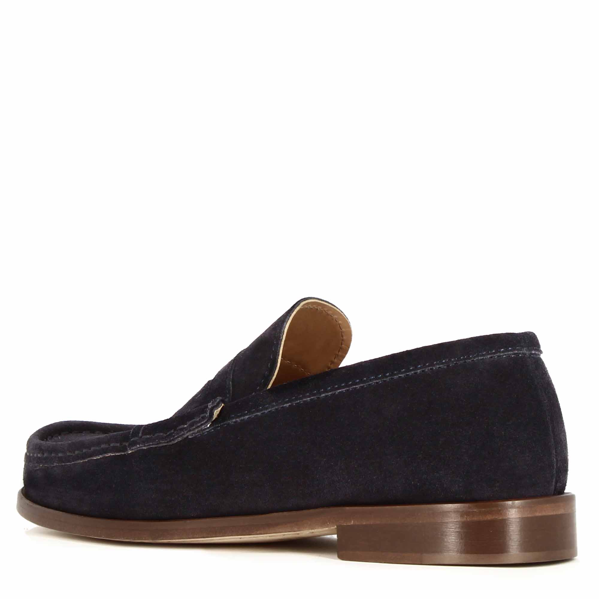 Mocassin homme en daim bleu foncé fait main