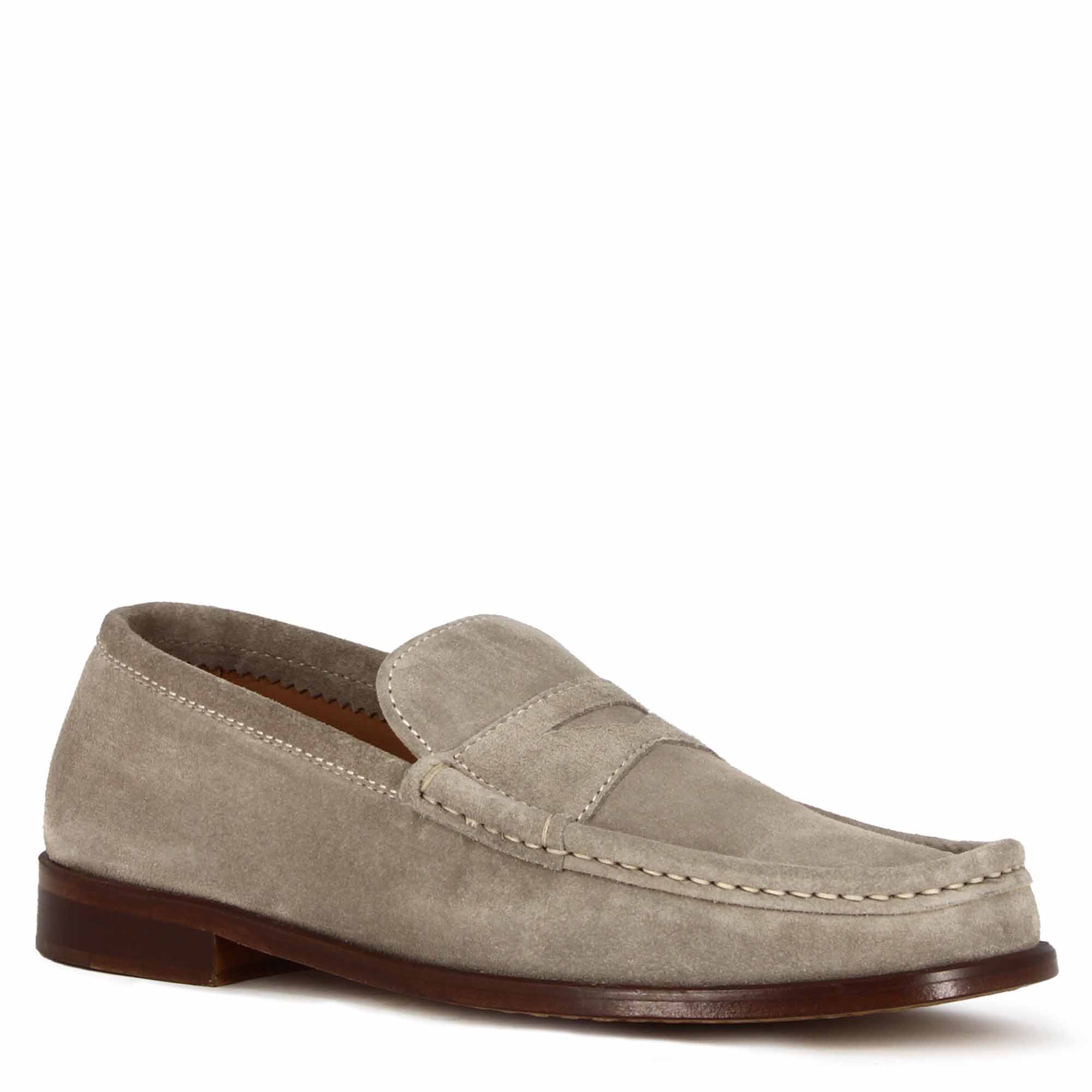 Mocassin homme en daim gris fait main