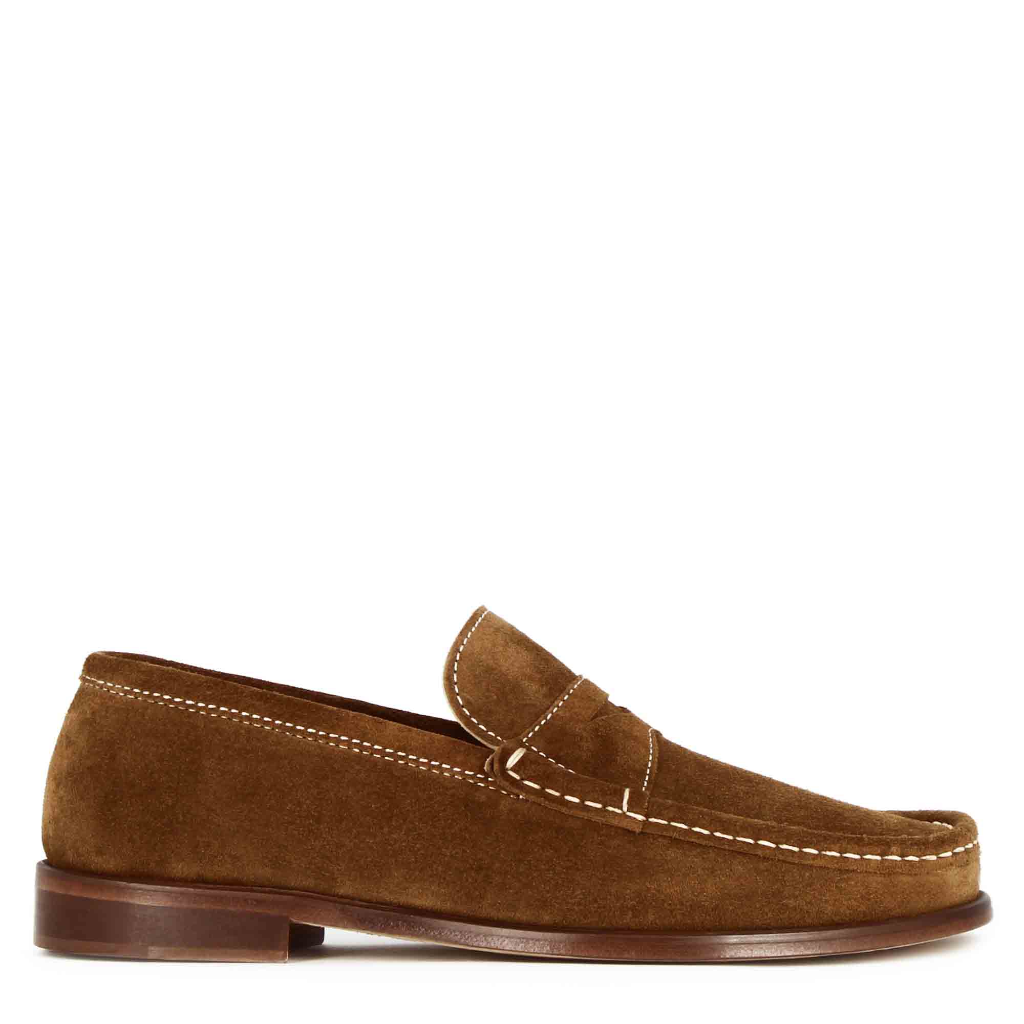 Handmade light brown suede men's moccasin