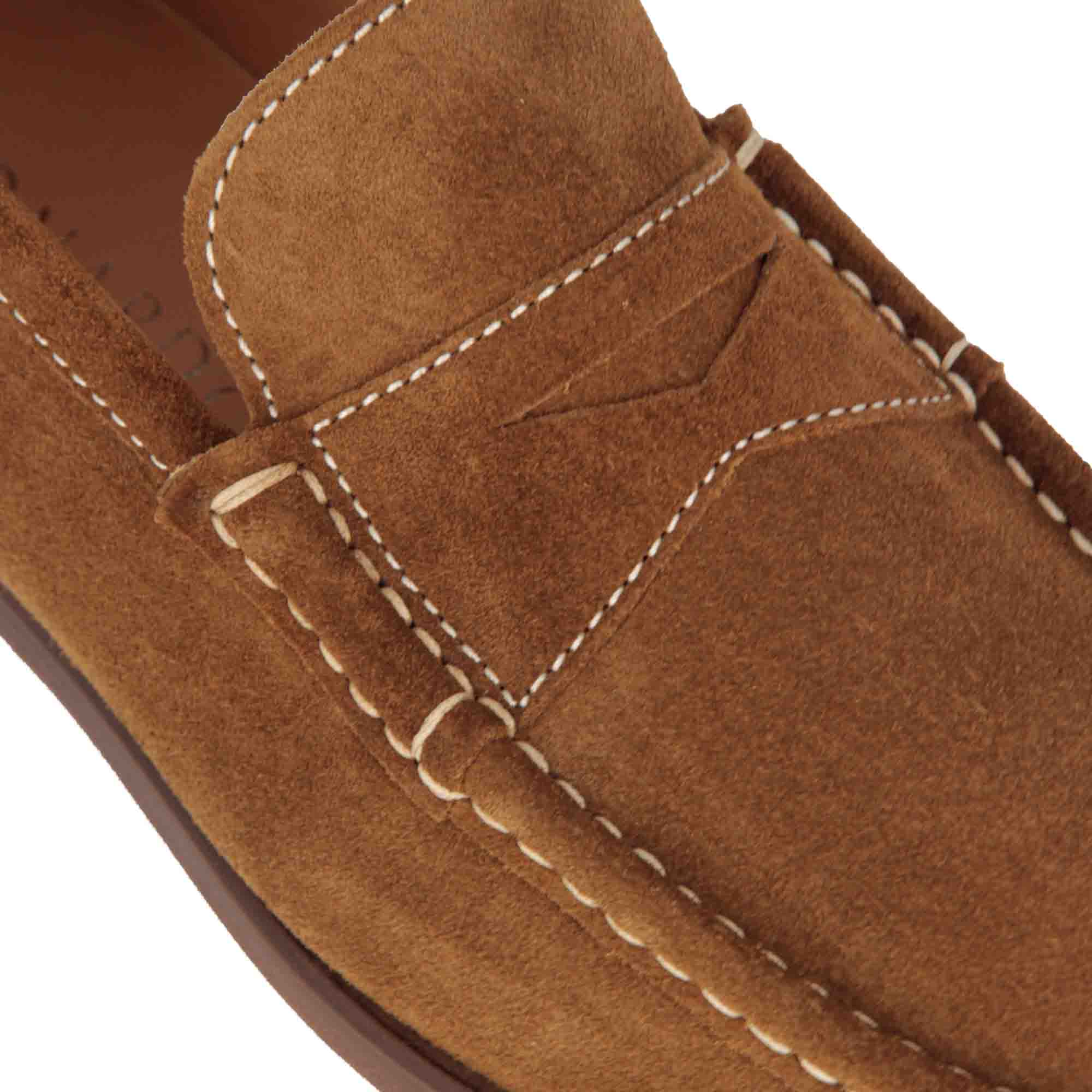 Handmade light brown suede men's moccasin