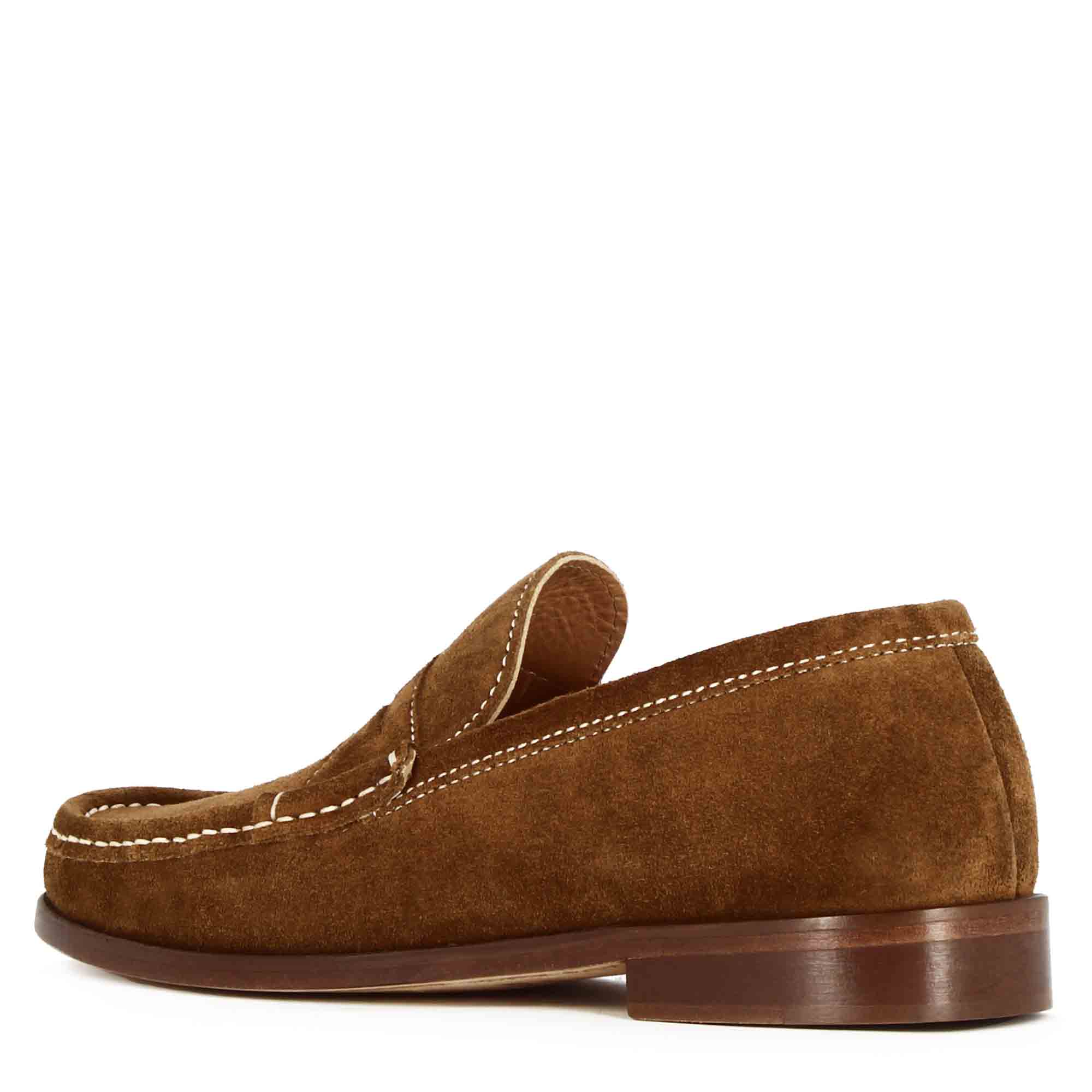 Handmade light brown suede men's moccasin
