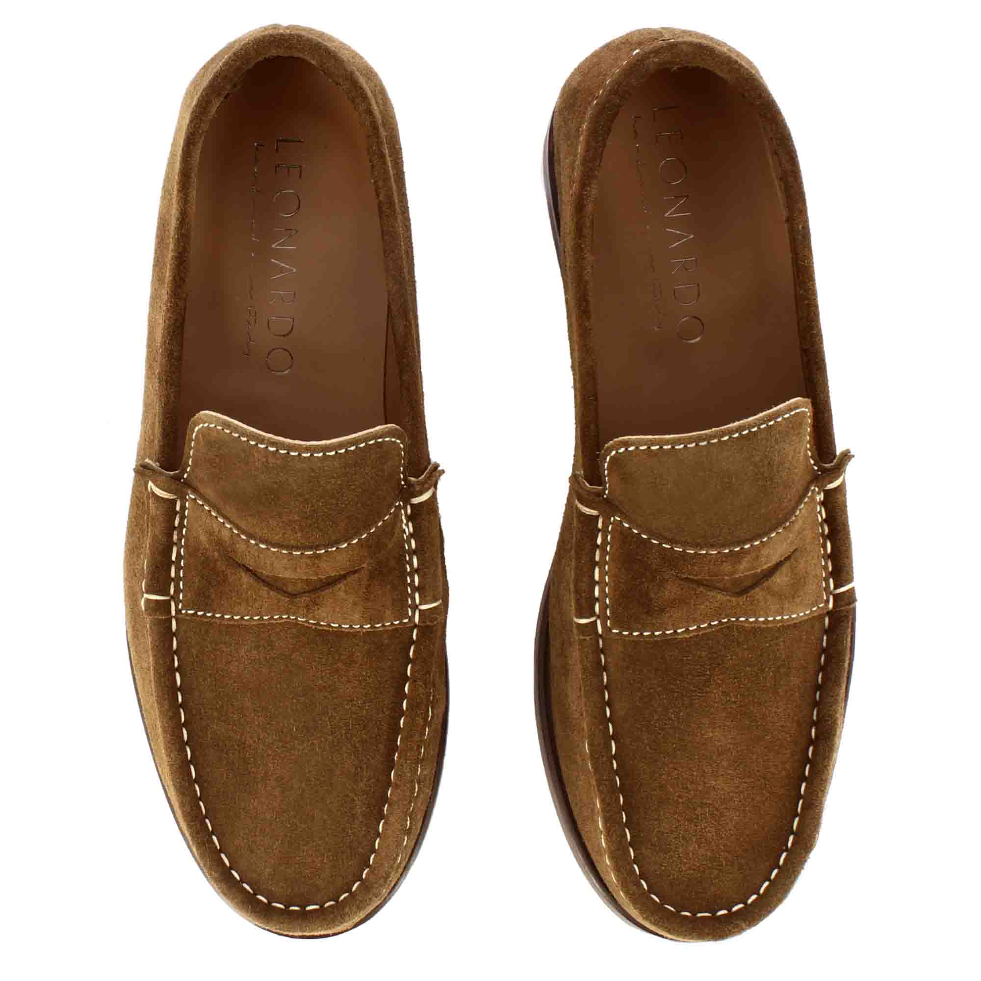 Handmade light brown suede men's moccasin