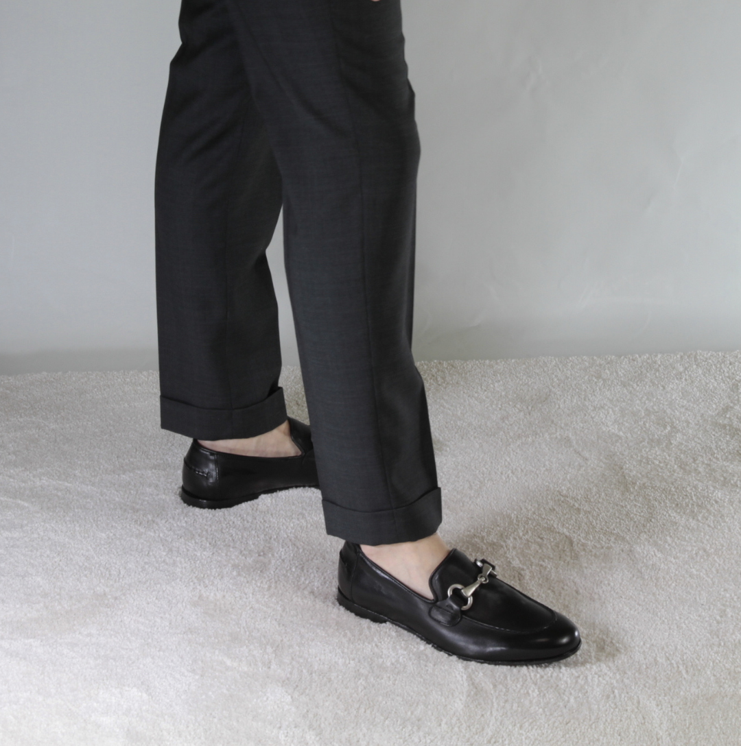 Mocassin homme en cuir noir avec mors