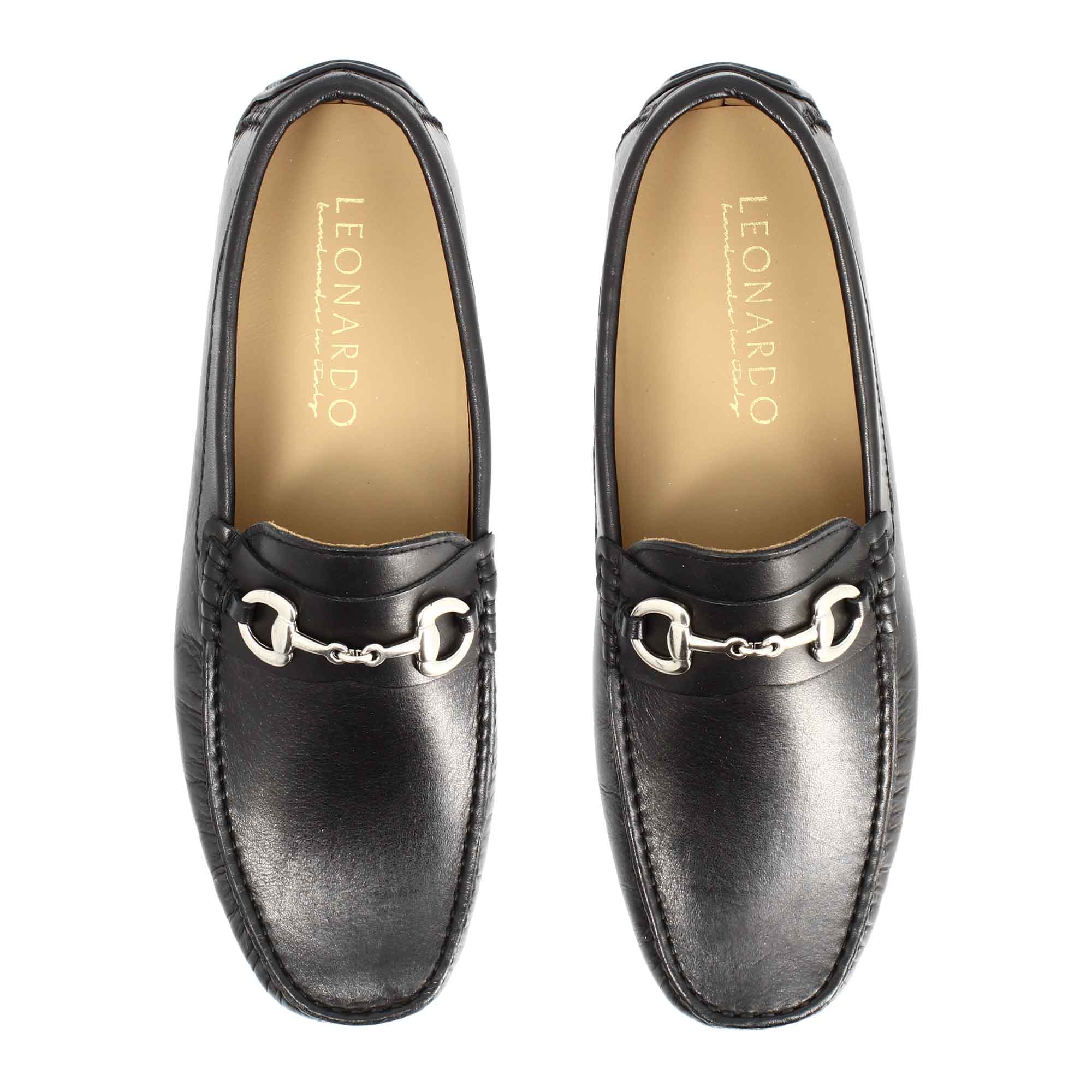 Mocassino da uomo in pelle colore nero con morsetto