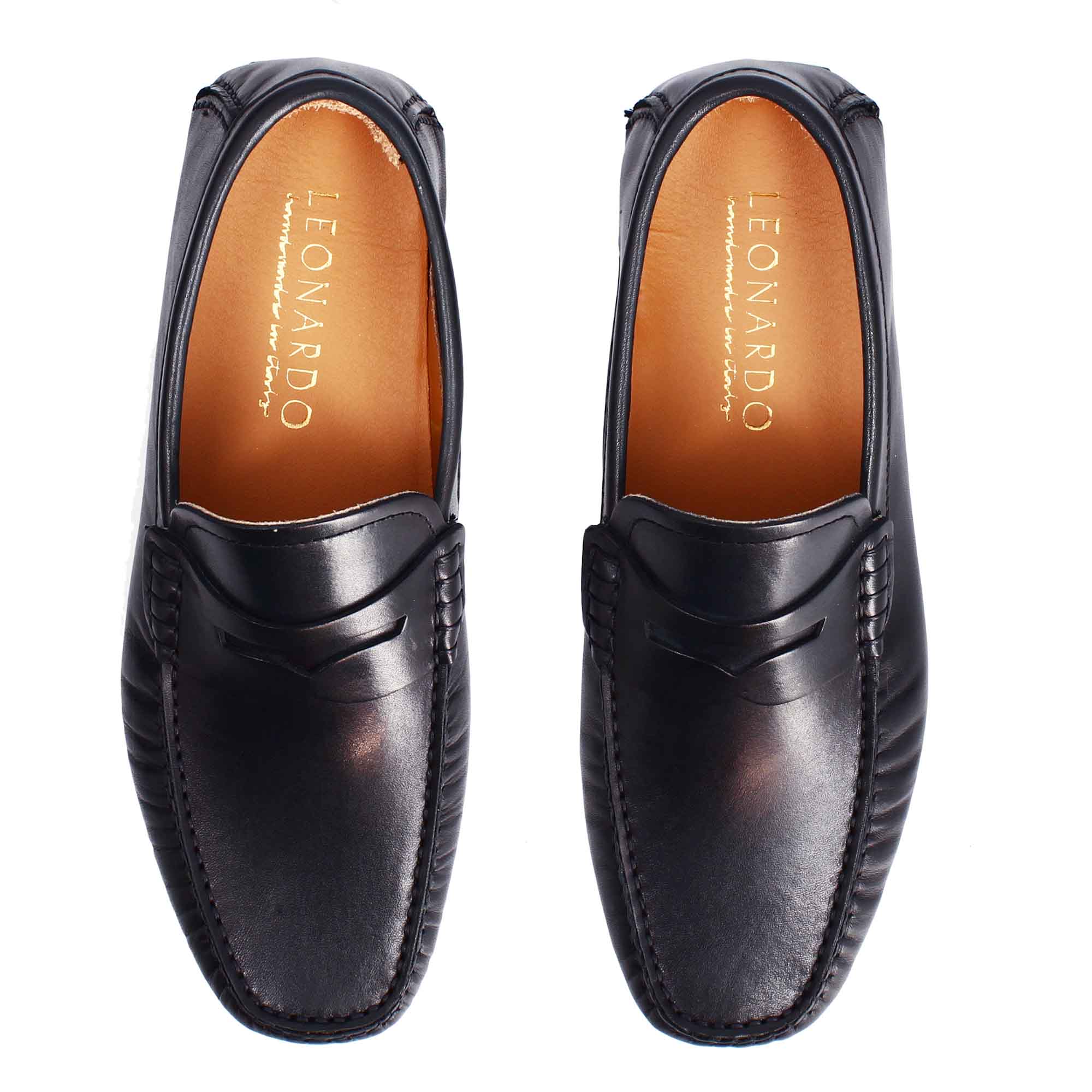 Mocassin homme Tiberio en cuir bleu