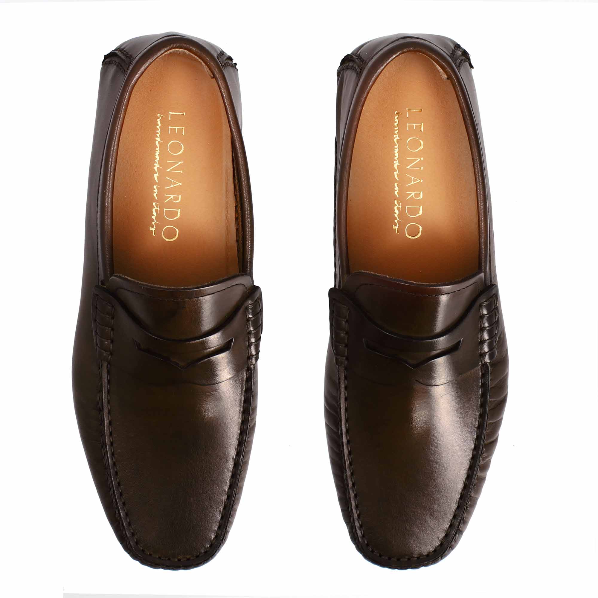 Tiberio dark brown leather loafer for men