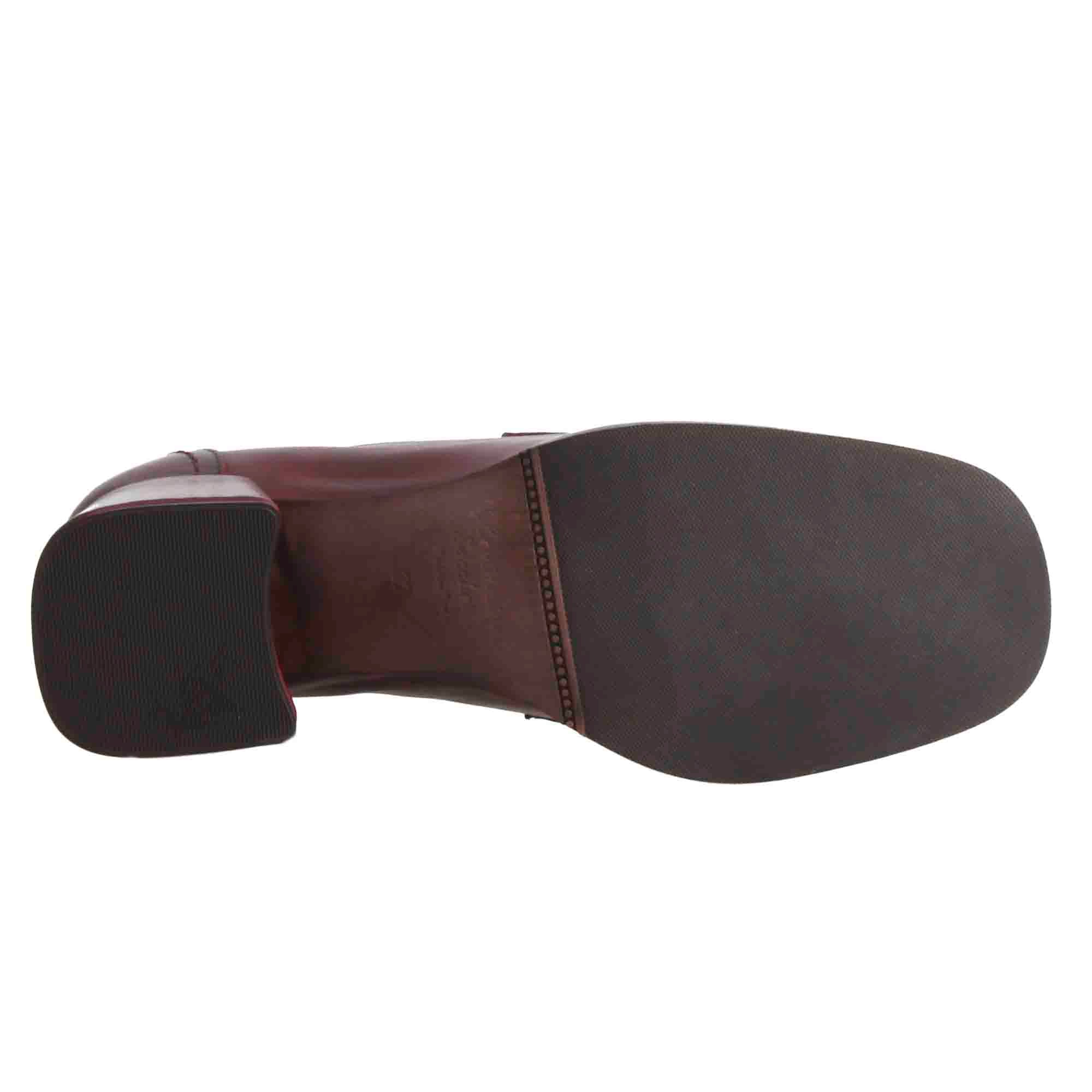 Mocassino tacco alto da donna in pelle colore bordeaux