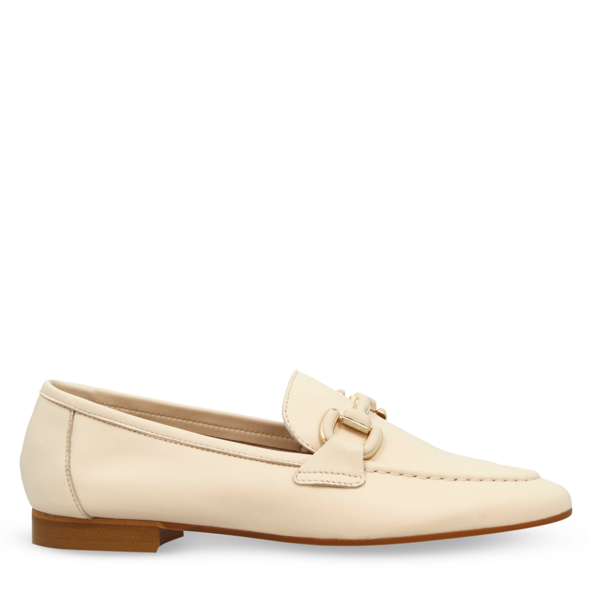 Mocassin souple fait main pour femme en cuir beige