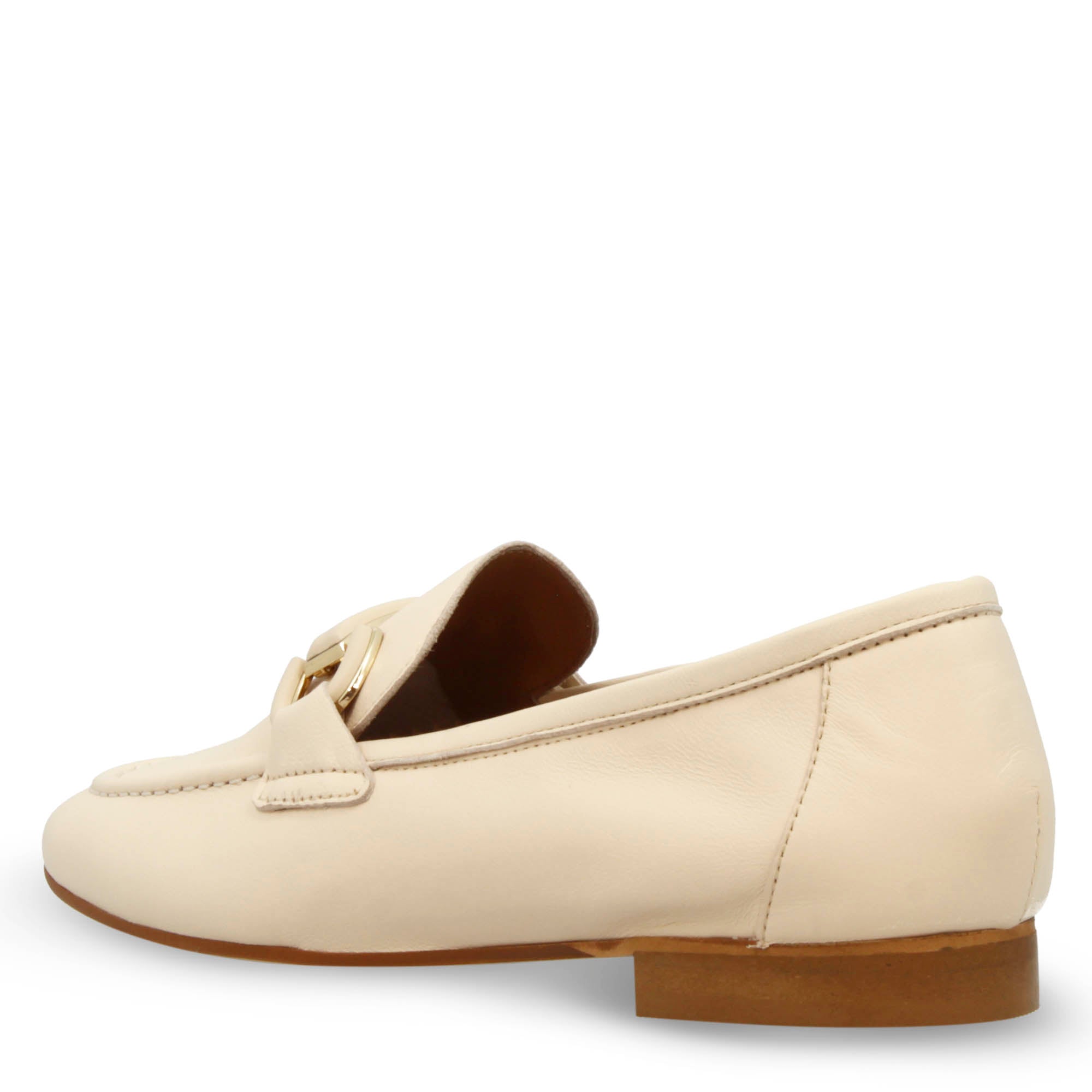 Mocassin souple fait main pour femme en cuir beige