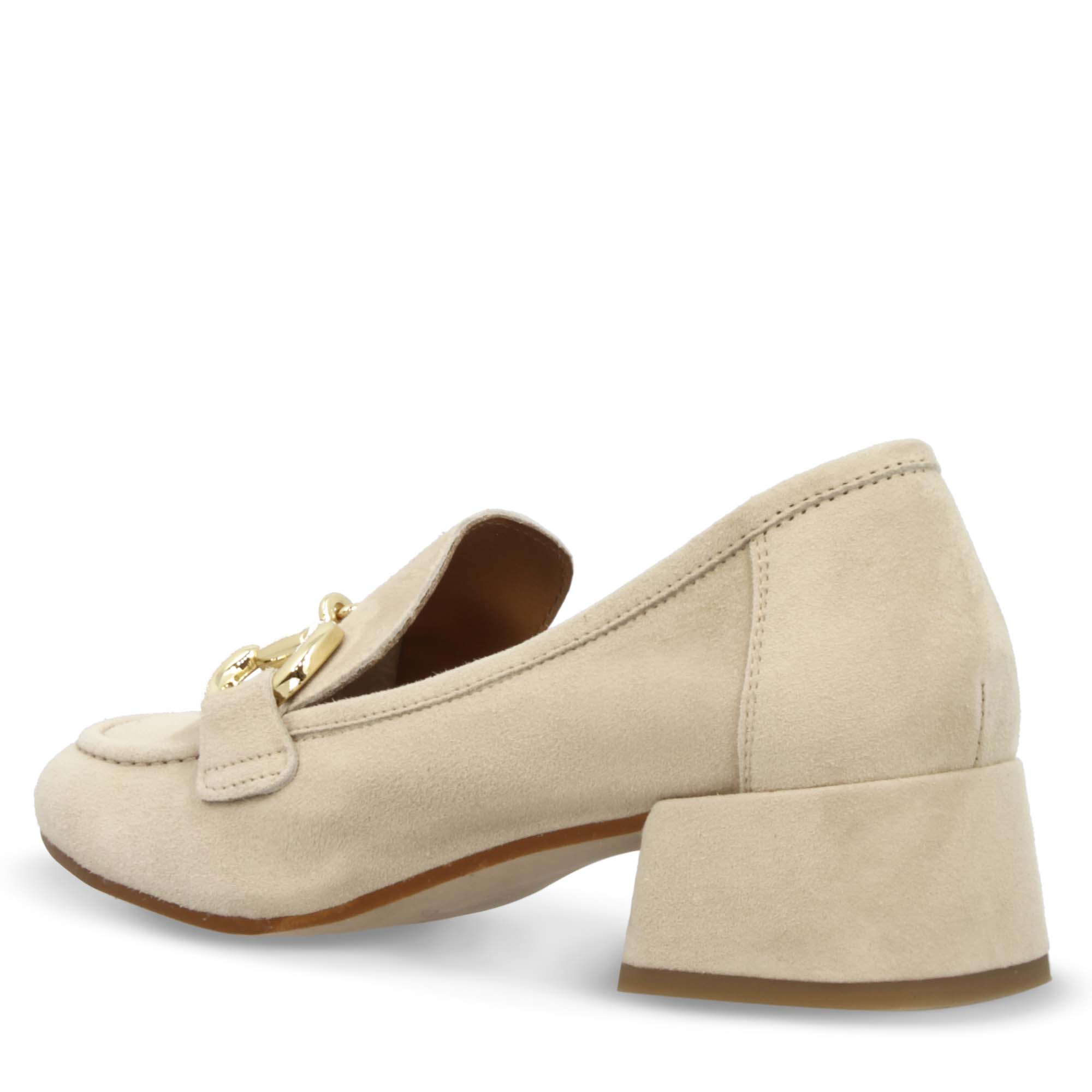 Mocassins à talon moyen en daim beige pour femme