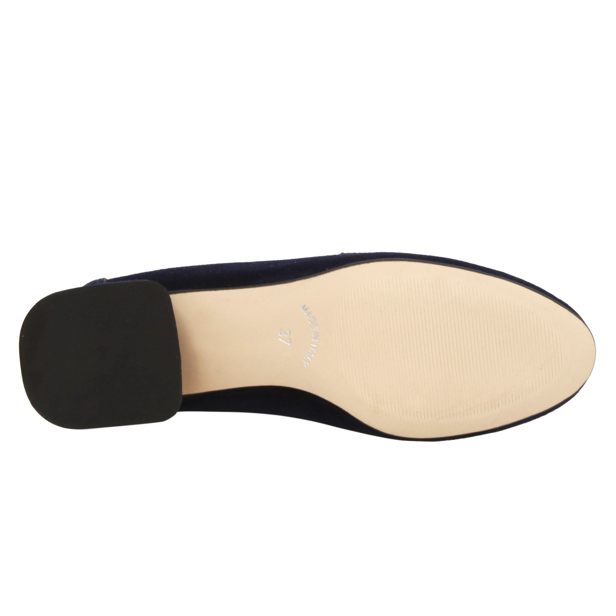 Mocassins à talon moyen pour femme en daim bleu