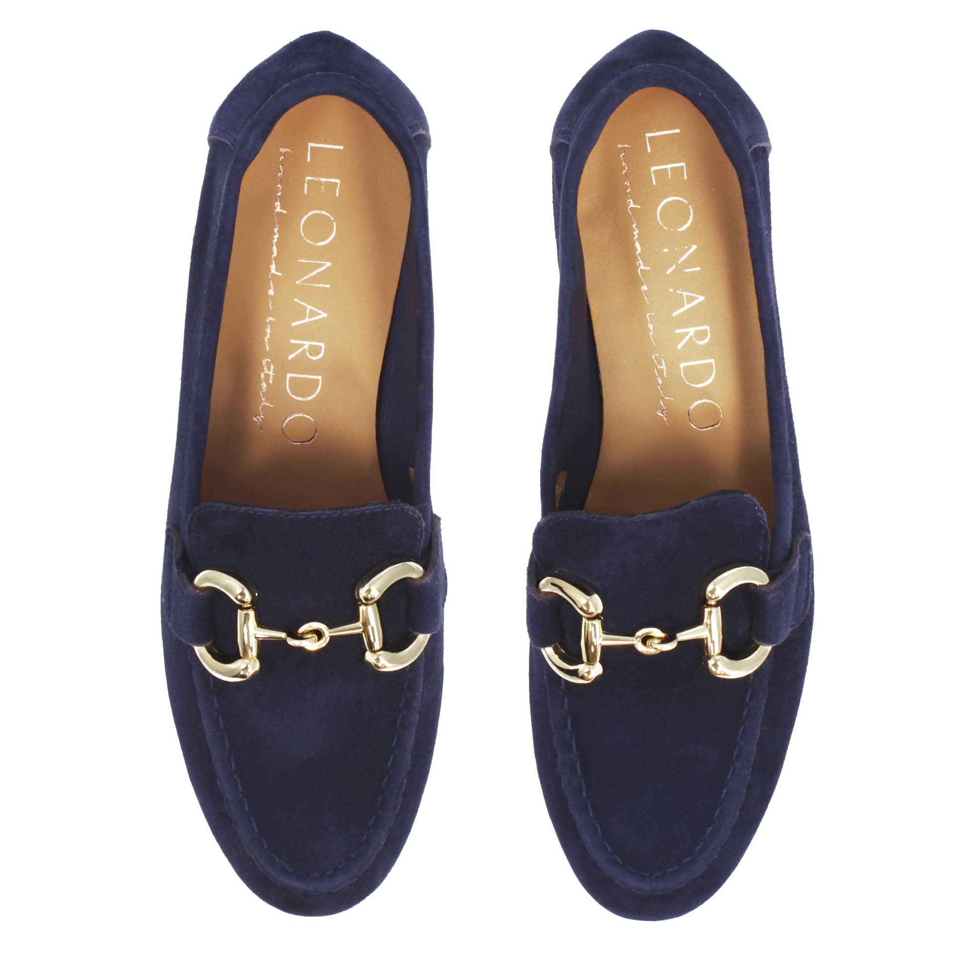 Mocassins à talon moyen pour femme en daim bleu