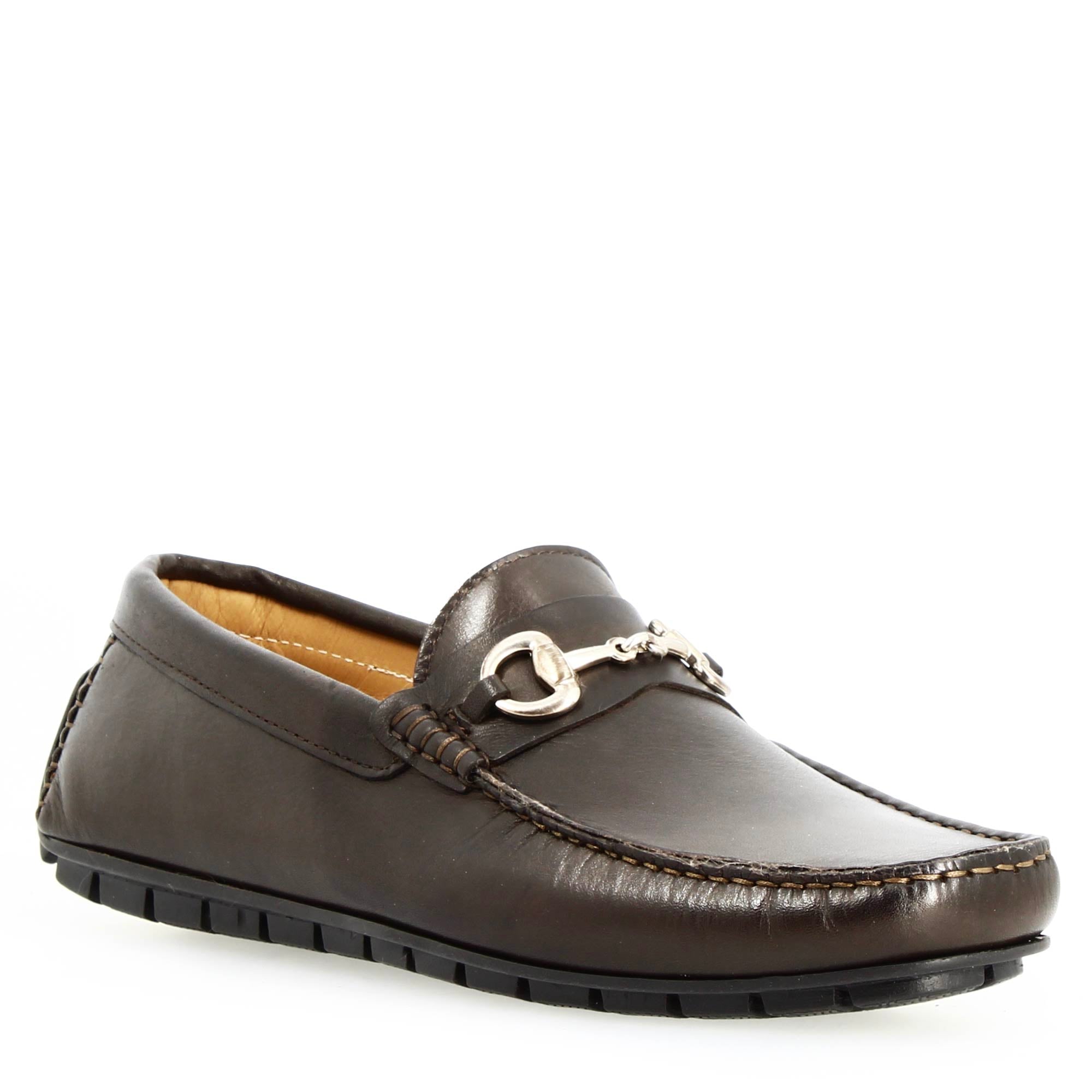 Mocassino Ulisse da uomo in pelle marrone con morsetto