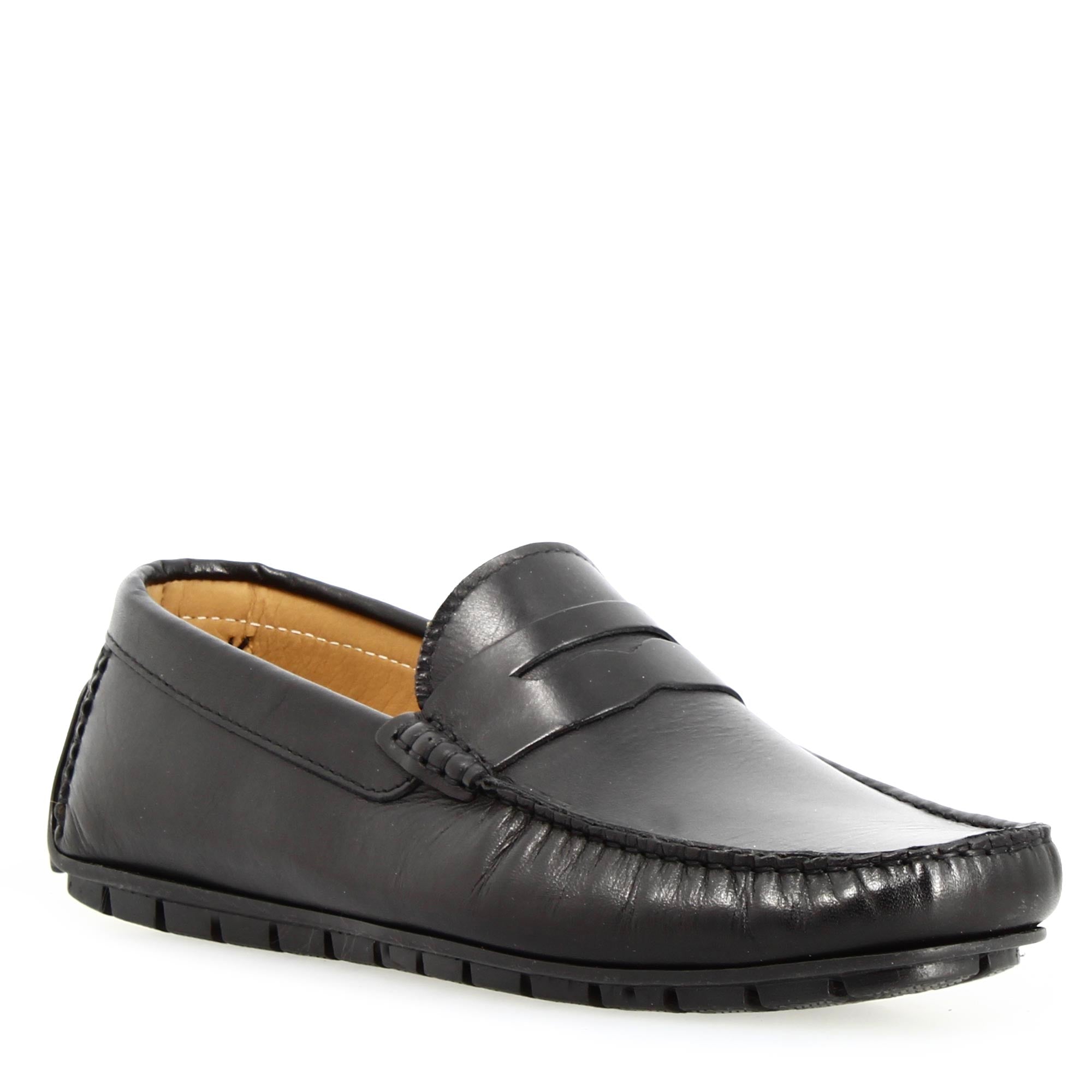 Ulisse men's black leather moccasin