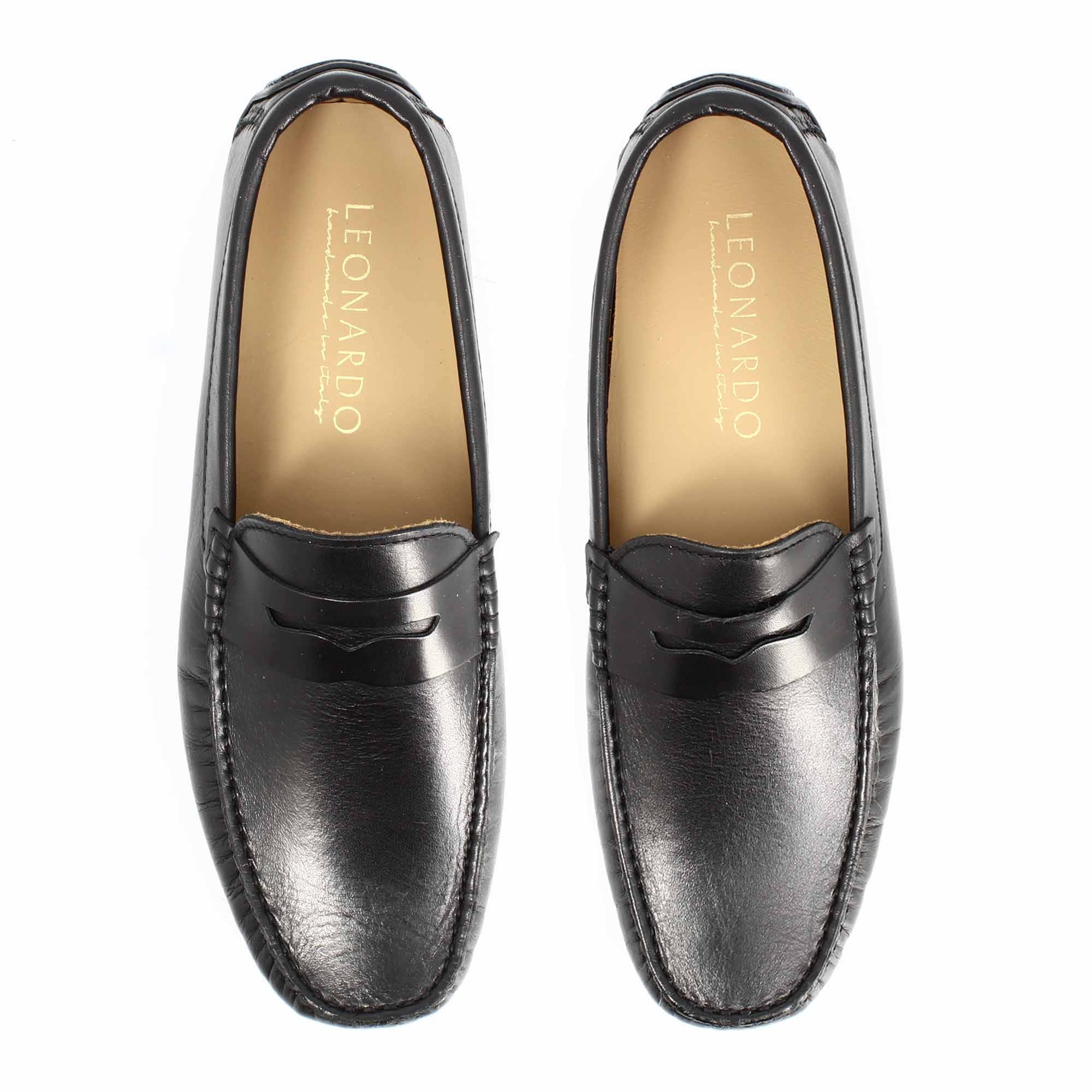 Ulisse men's black leather moccasin