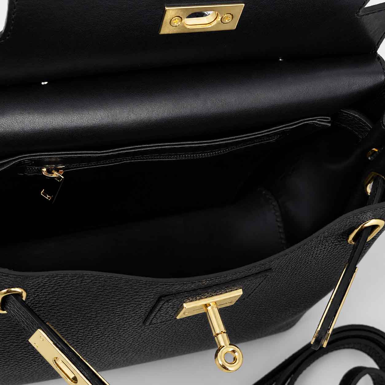 Ninfea schwarz handtasche aus kalbsleder
