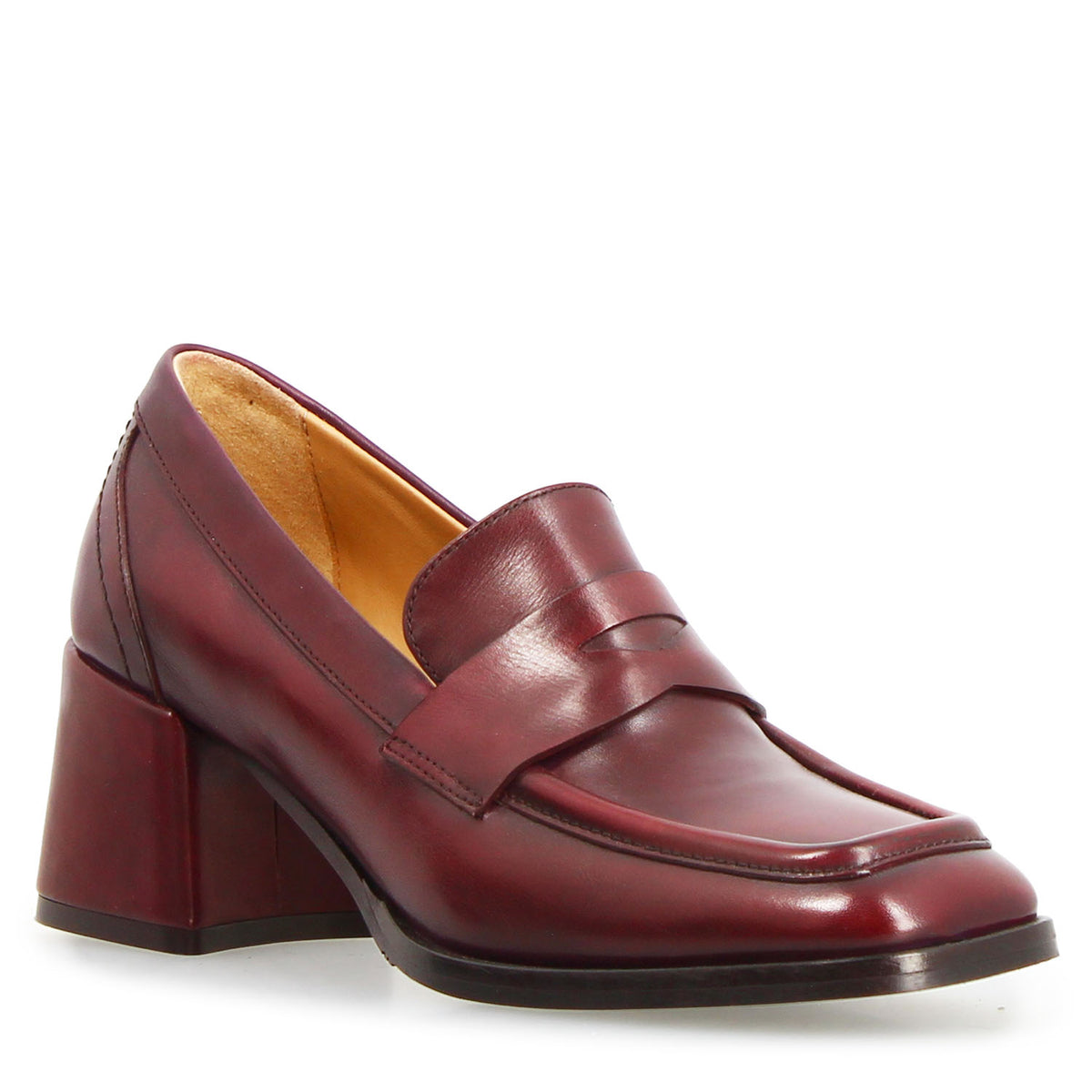 Ottavia - Mocassino da donna tacco alto in pelle bordeaux