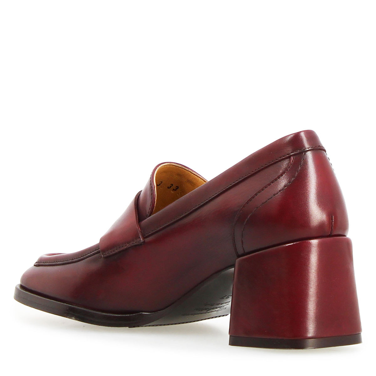 Ottavia - Mocassino da donna tacco alto in pelle bordeaux