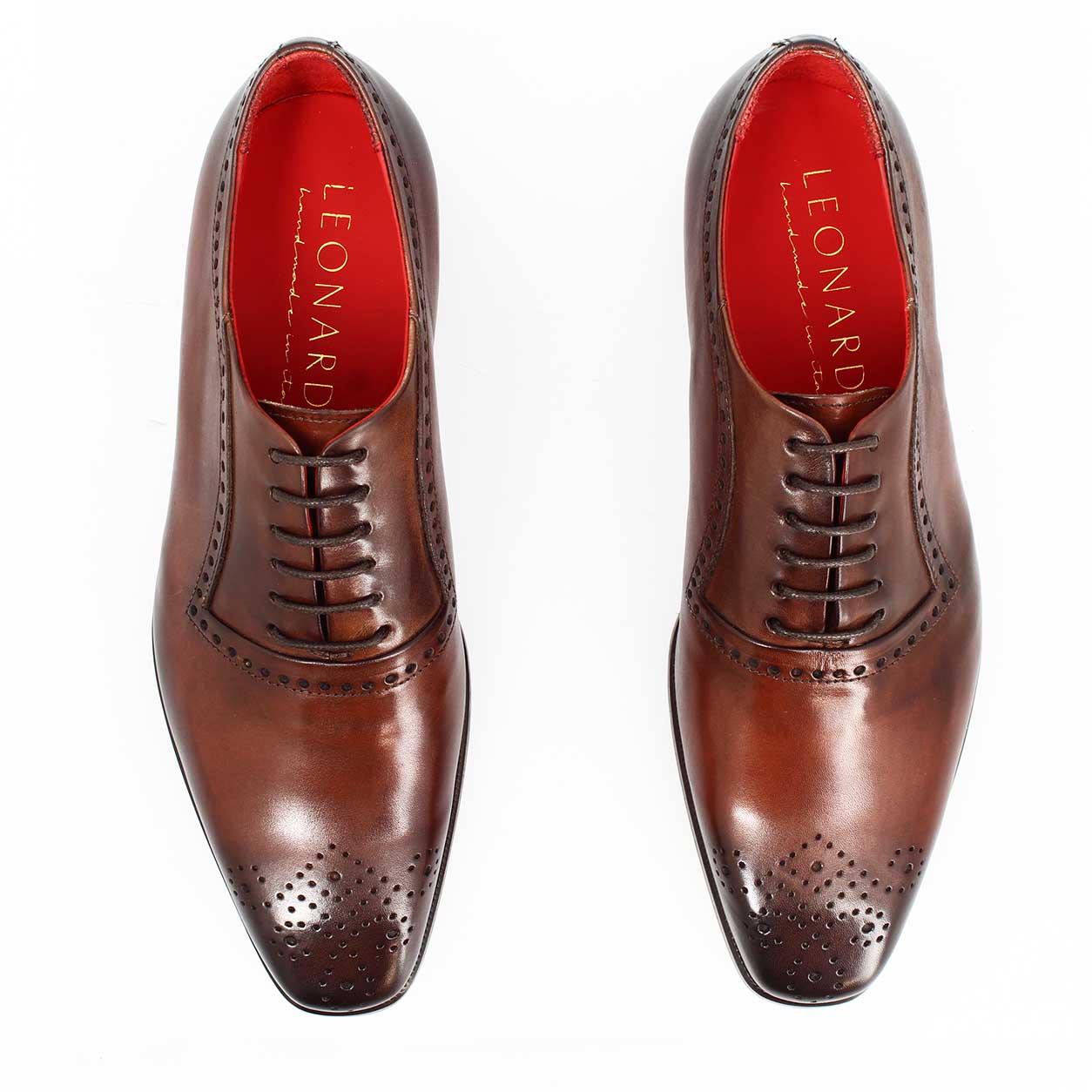 Richelieu semibrogue marron oxford en cuir pour homme Ettore