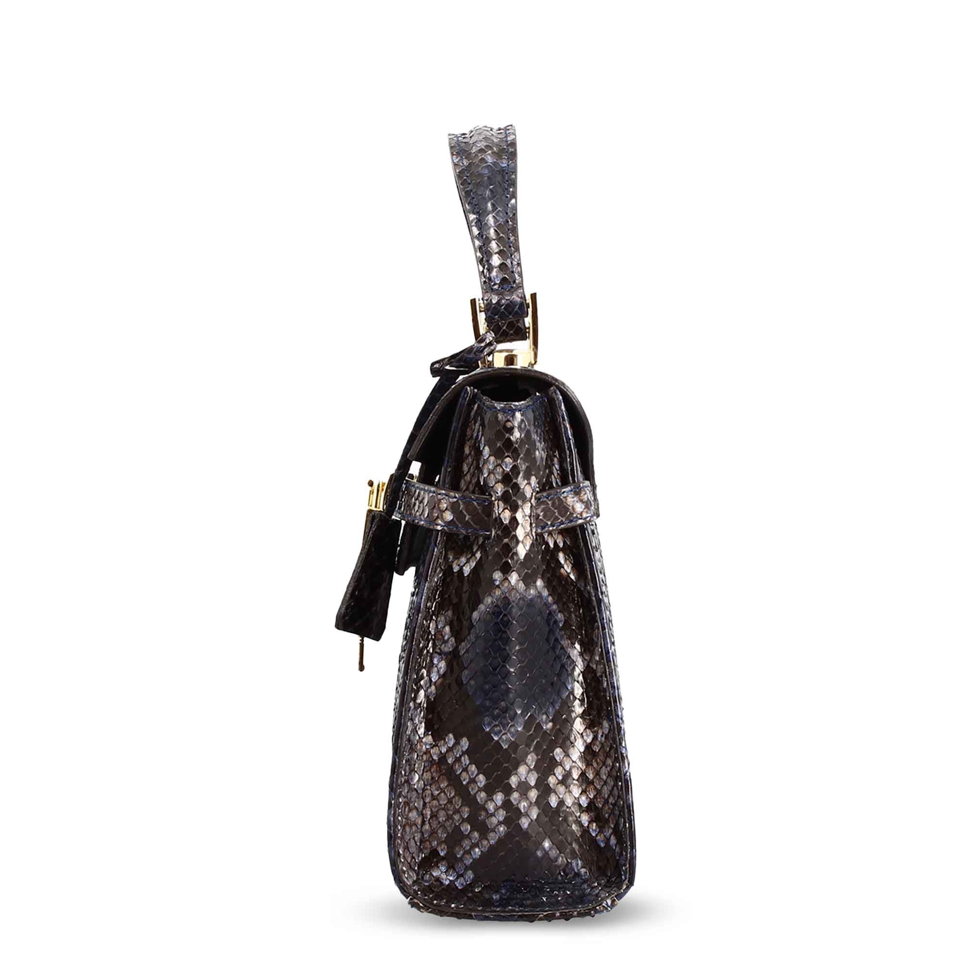 Women's Handcrafted Handbag in Fine Blue Leather