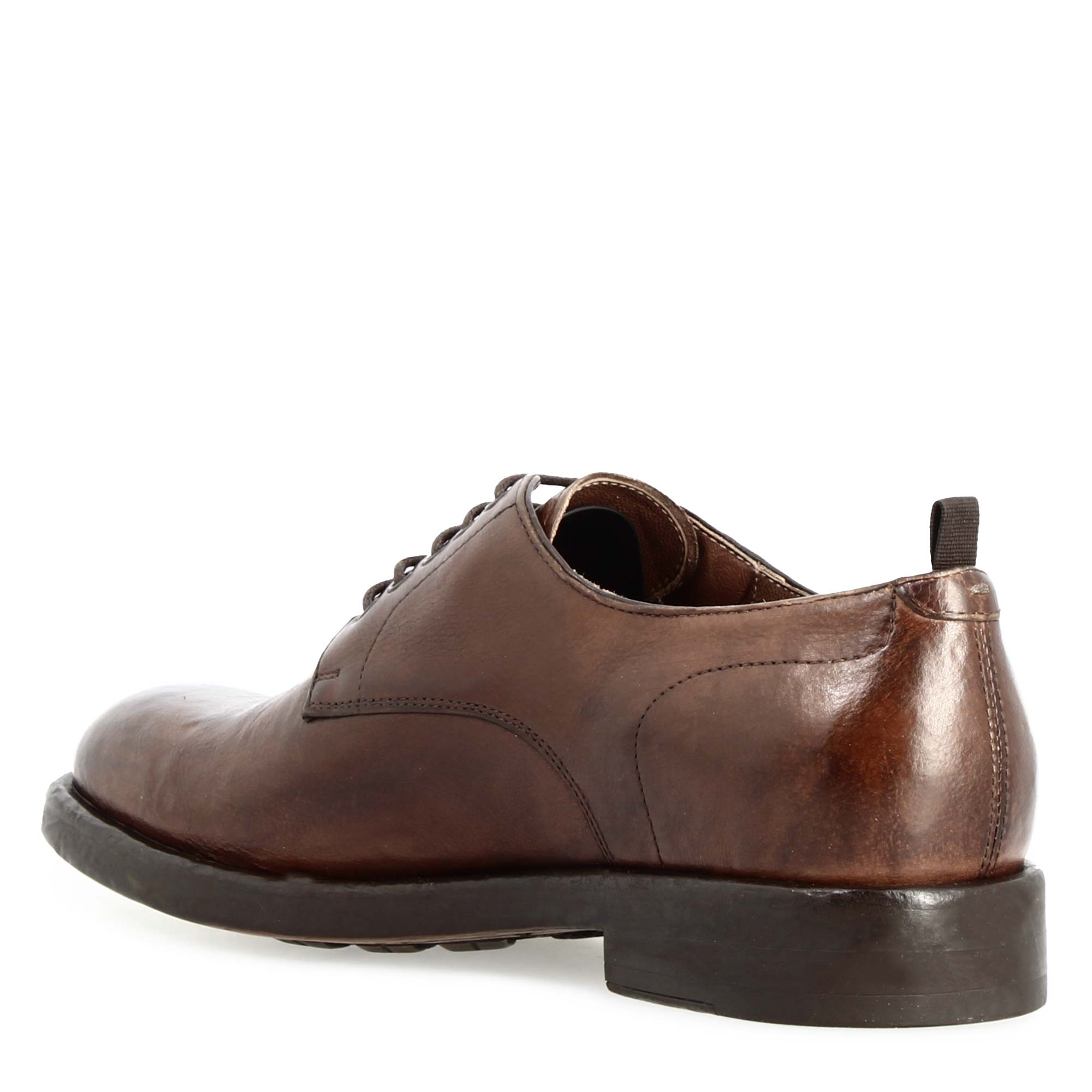 Modern men's derby in brown fine leather