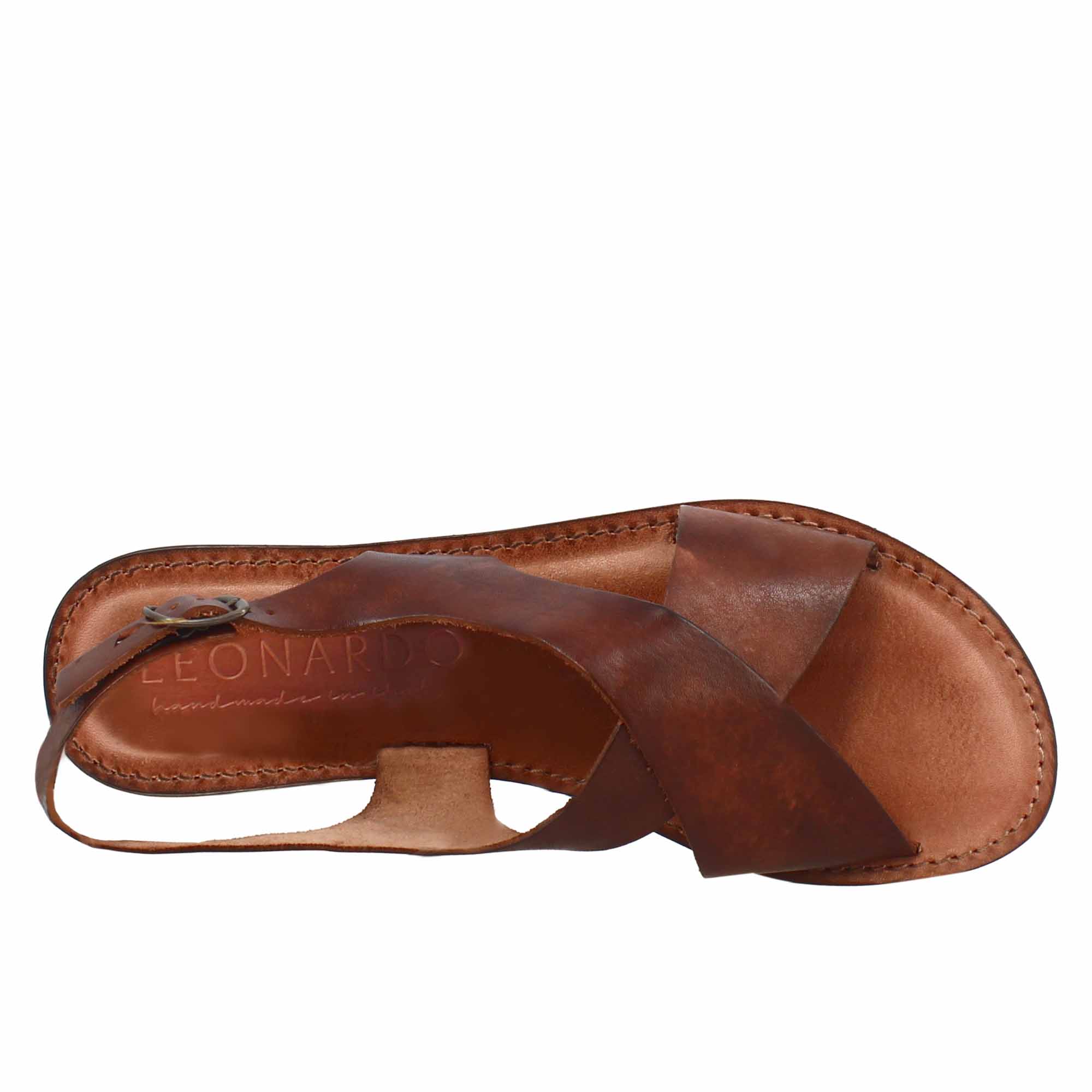 Sandali Arcadia da donna stile romano antico in pelle marrone - LeonardoShoes