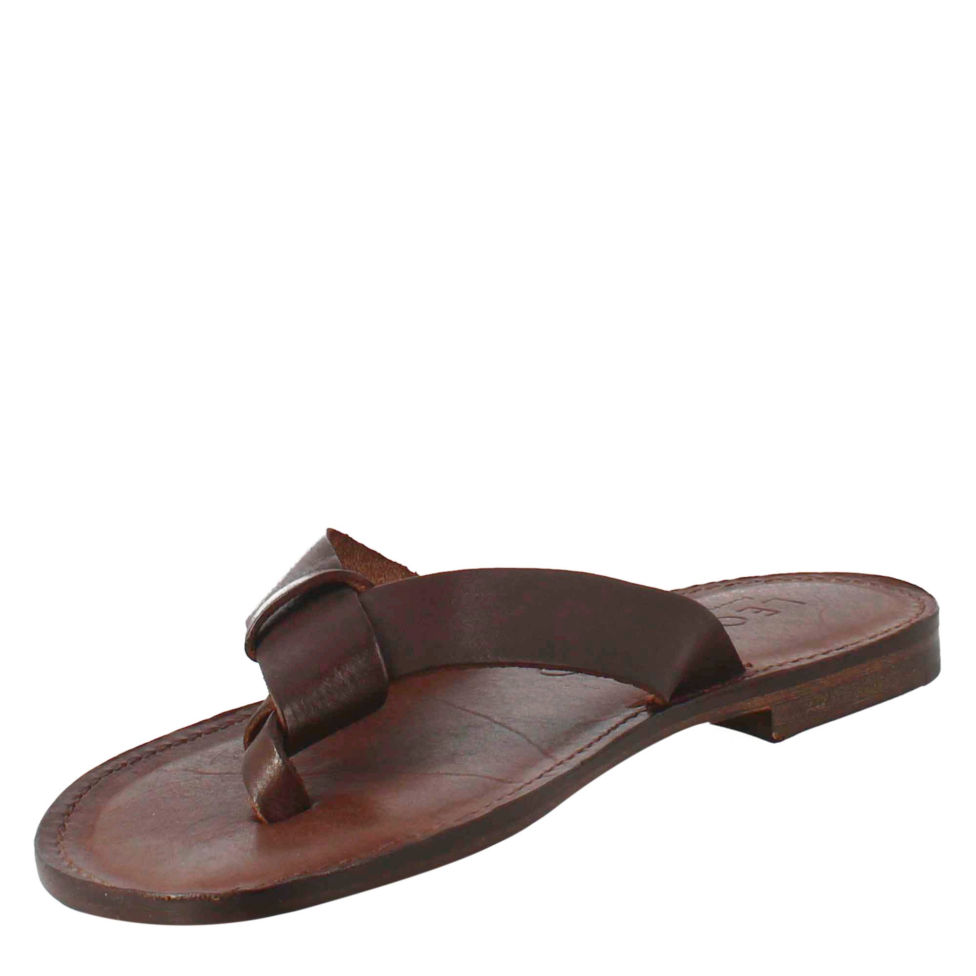 Men's gladiator sandals in Arezzo in brown leather