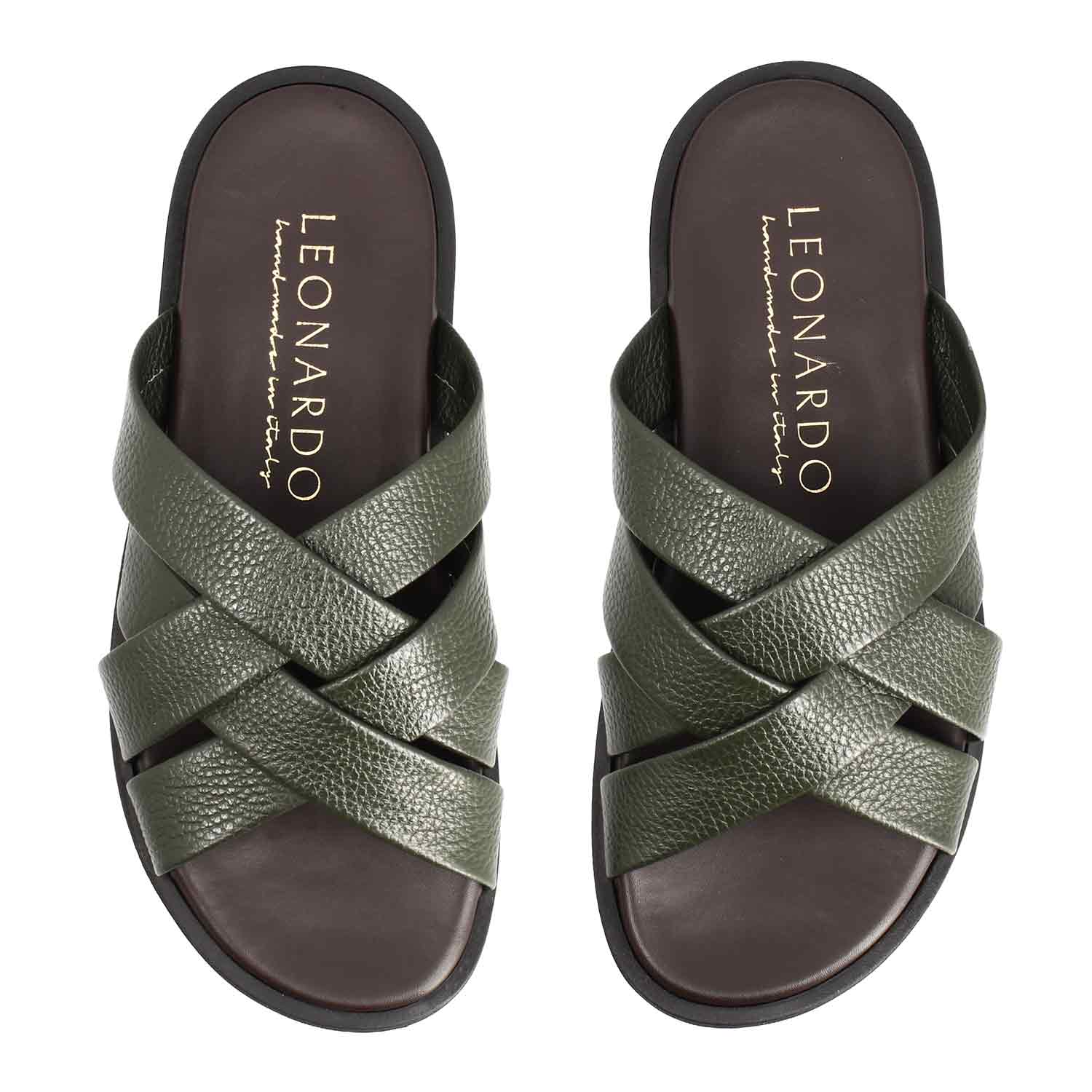 Perseo handmade mens sandals in green leather