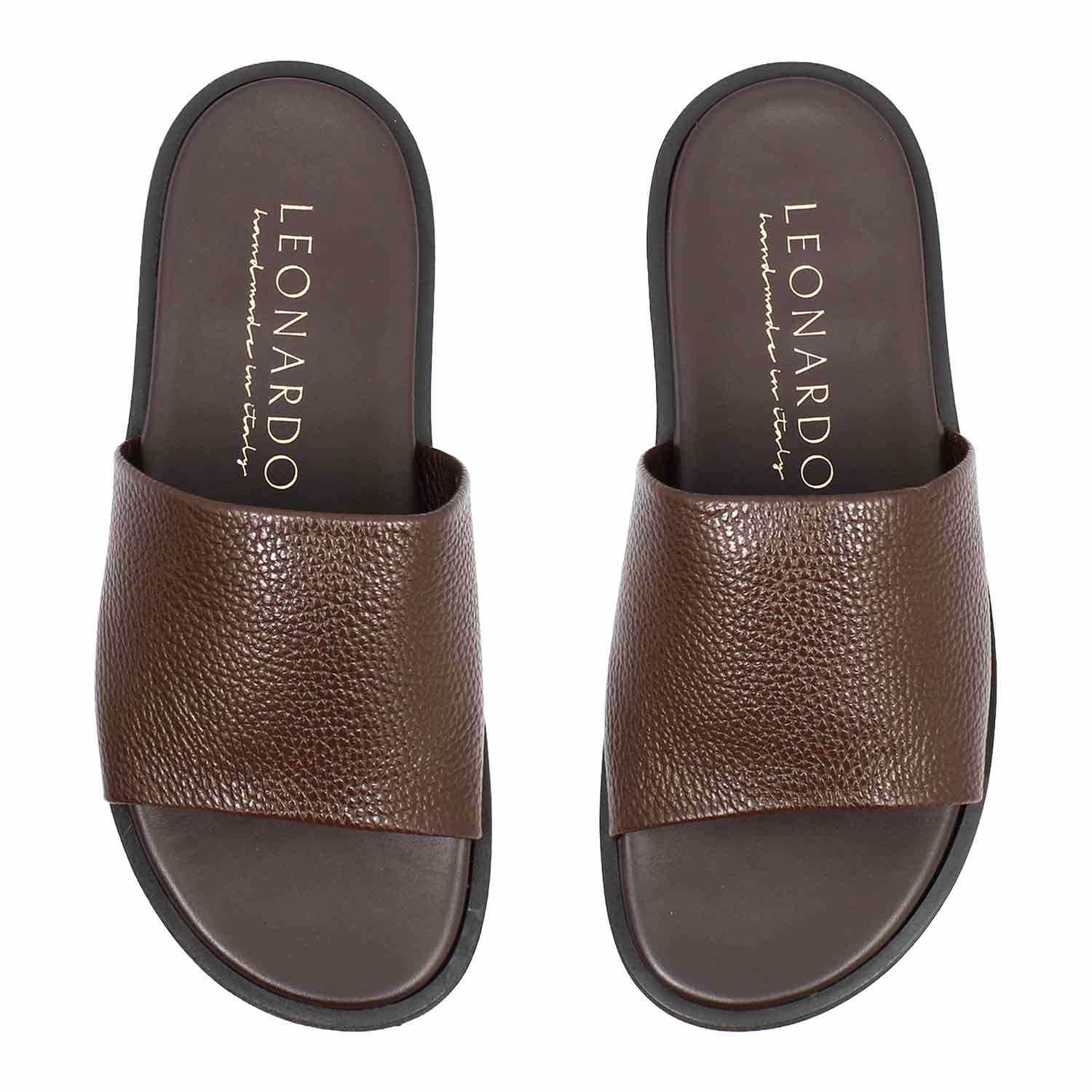 Romolo men sandals in dark brown leather