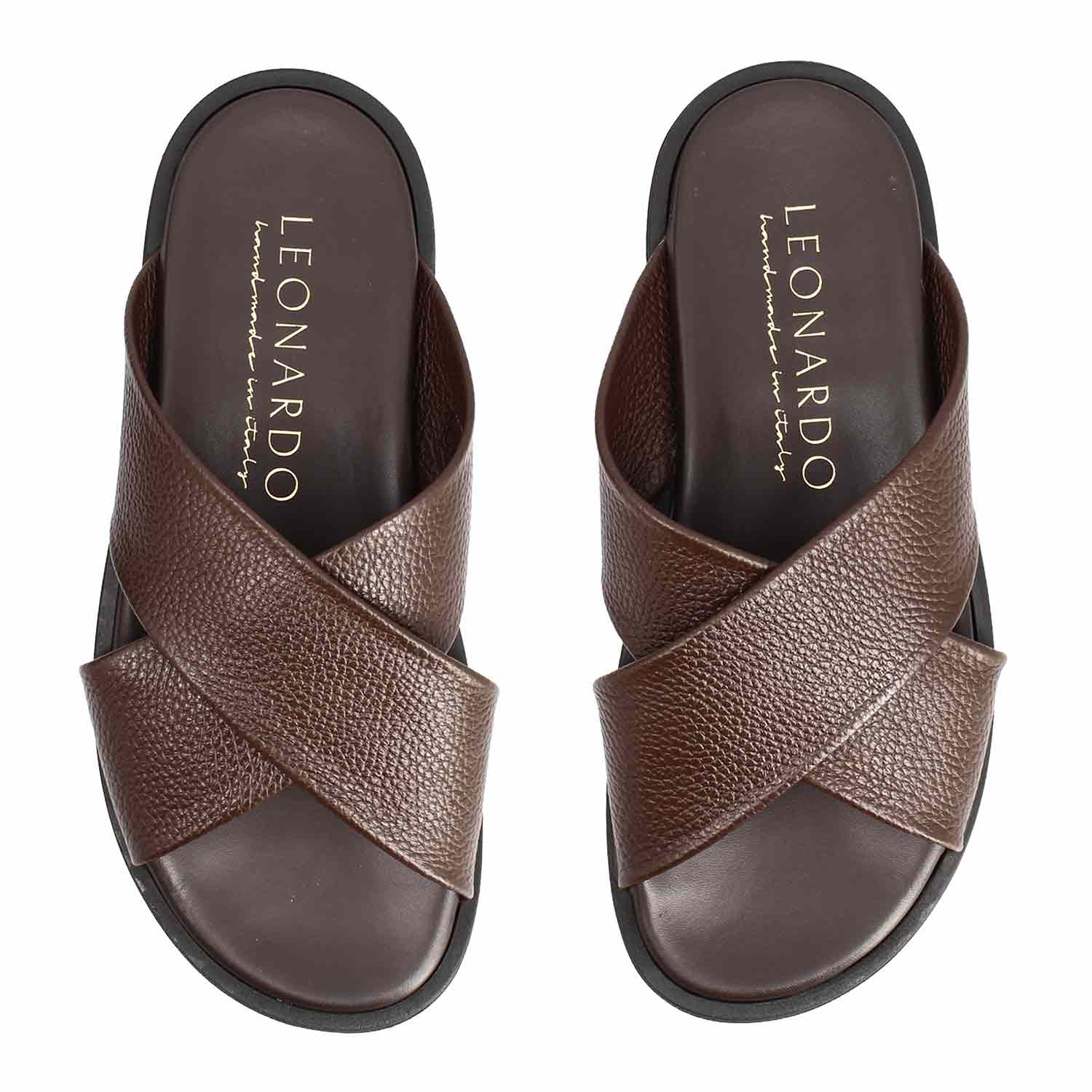 Orfeo Men's Sandals in Dark Brown Leather