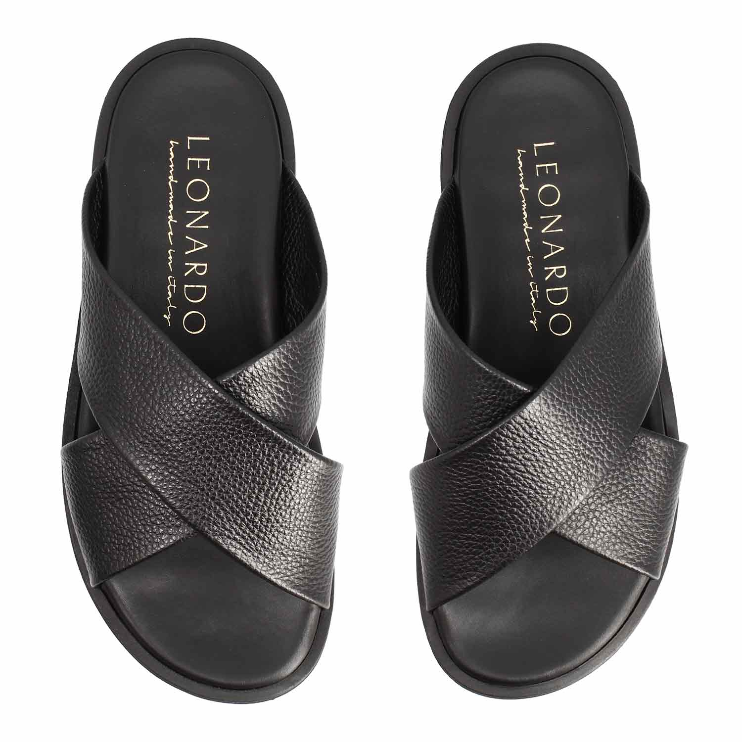 Orfeo Mens Sandals in Black Leather