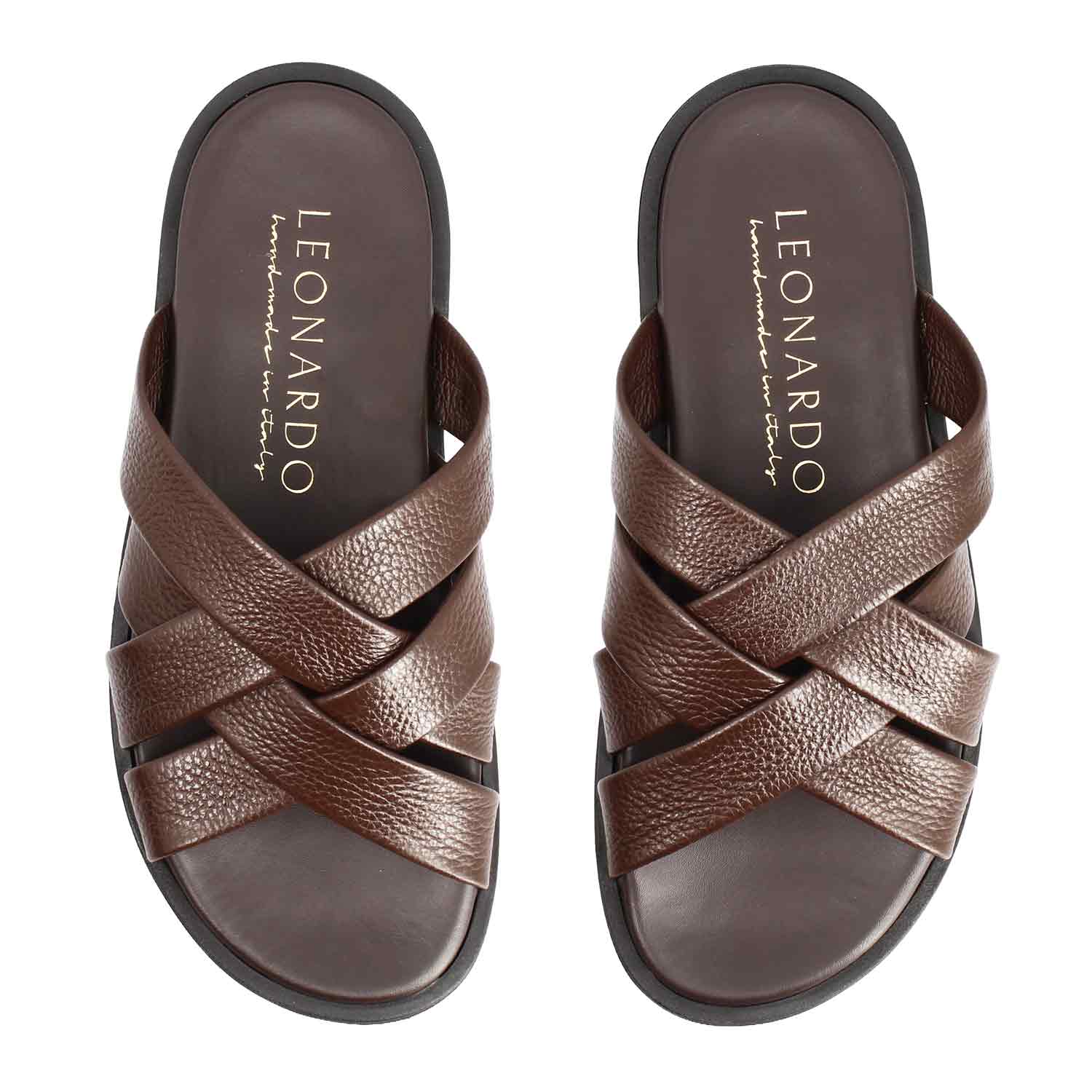 Perseo mens handmade brown leather sandals
