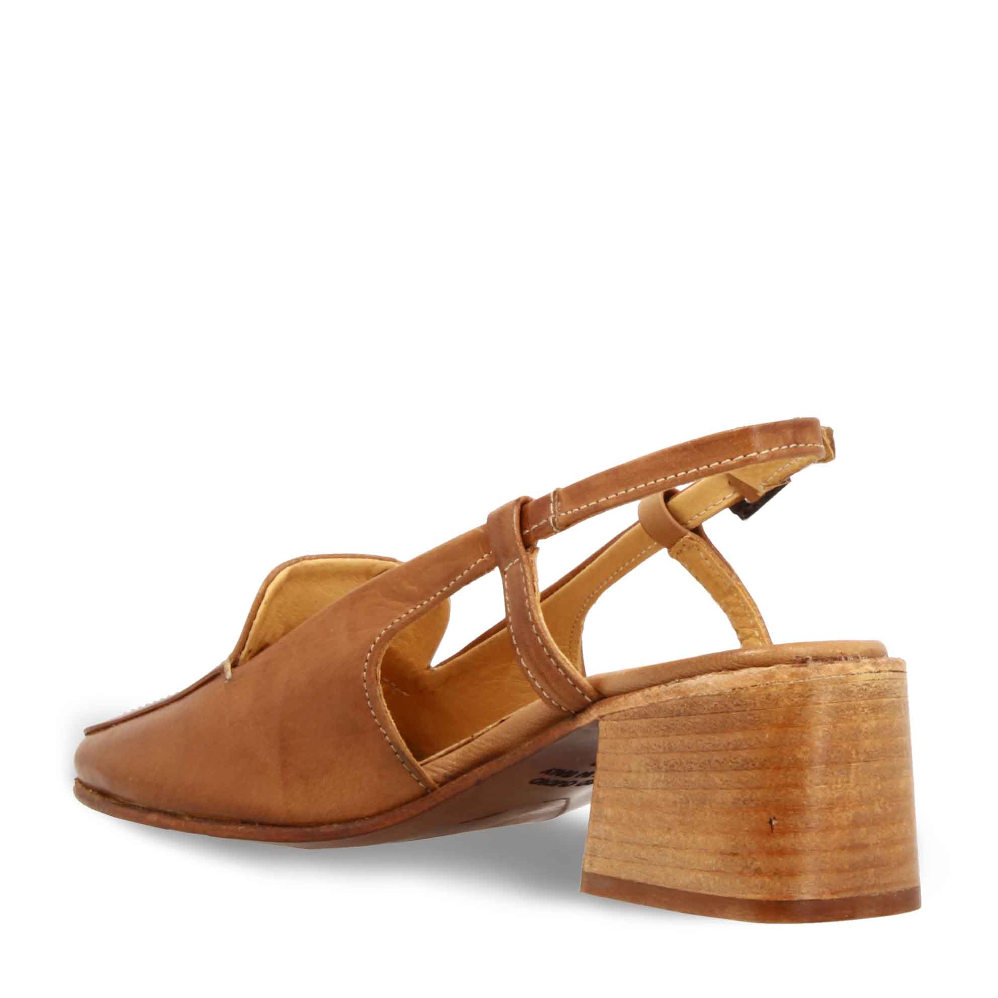 Handmade Brown Leather Square Toe Women's Sandal