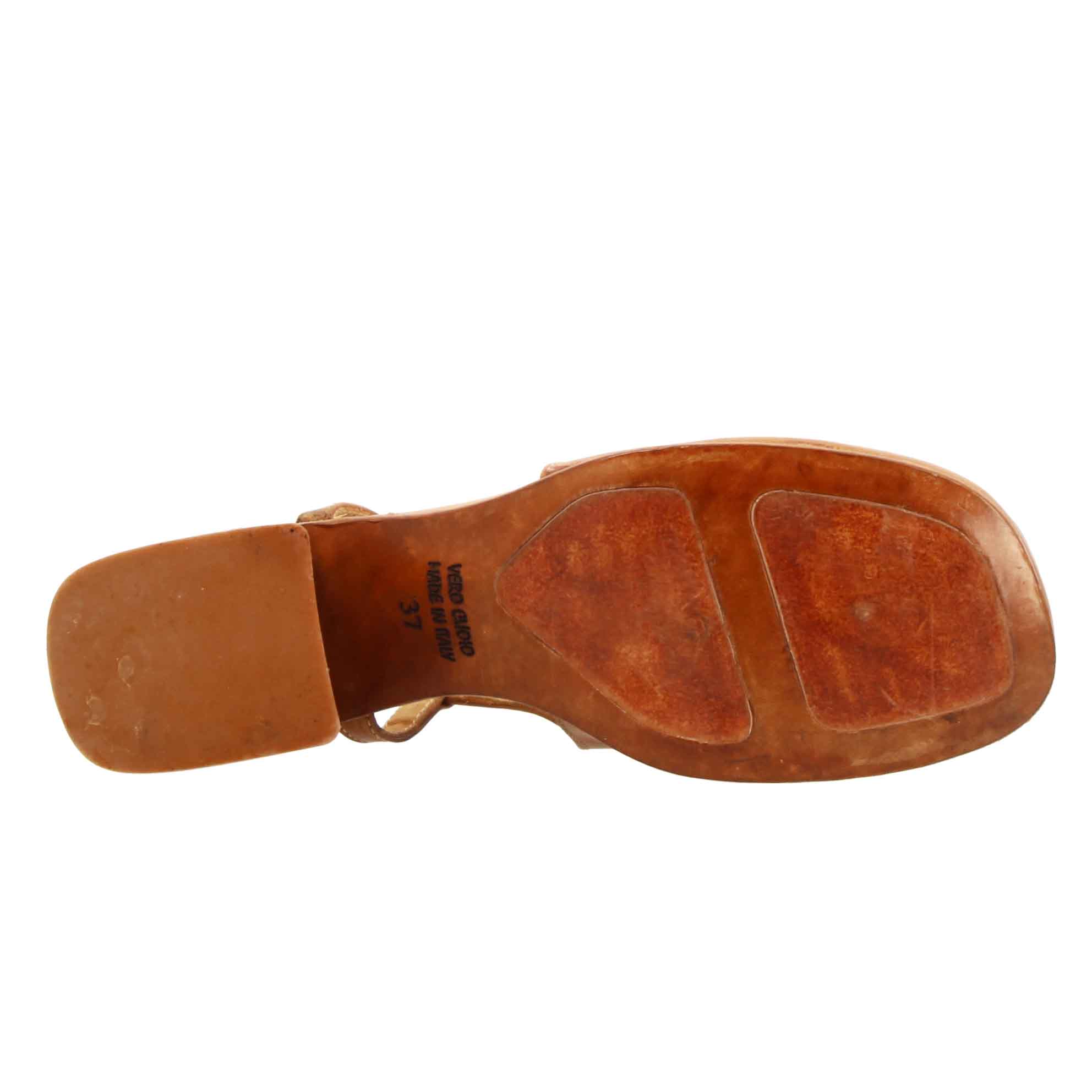 Handmade Brown Leather Square Toe Women's Sandal